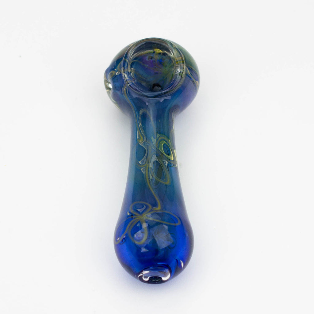 5" Gold fumed blue glass hand pipe