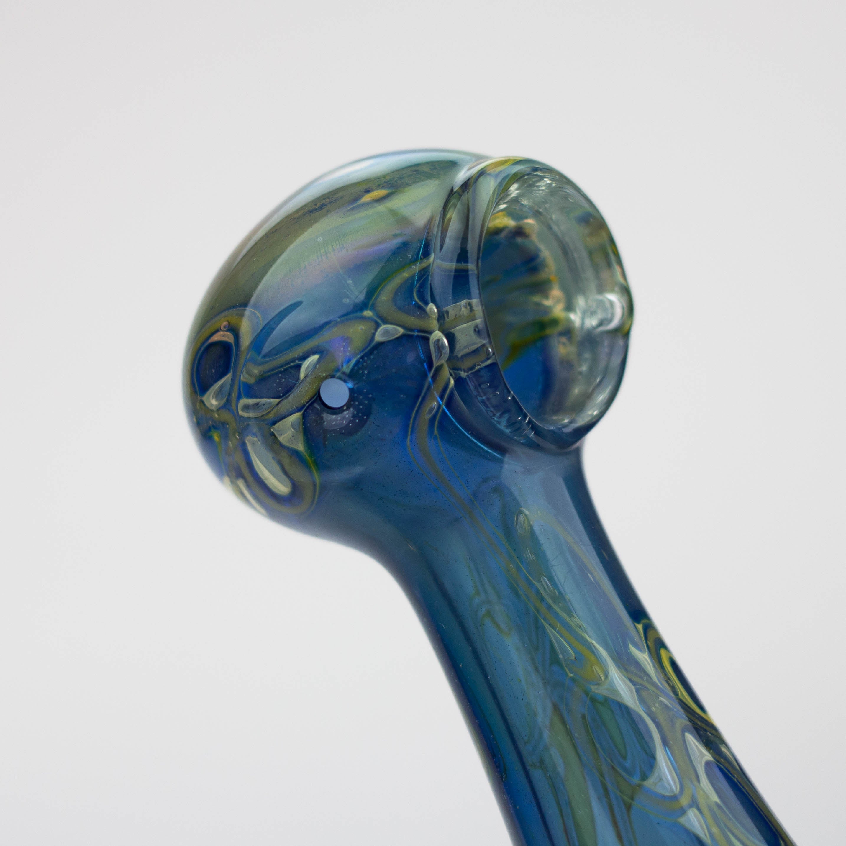 5" Gold fumed blue glass hand pipe
