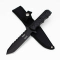 9" Defender-Xtreme Tactical  Team All Black Serrated Blade  Hunting Knife with Sheath [7688]