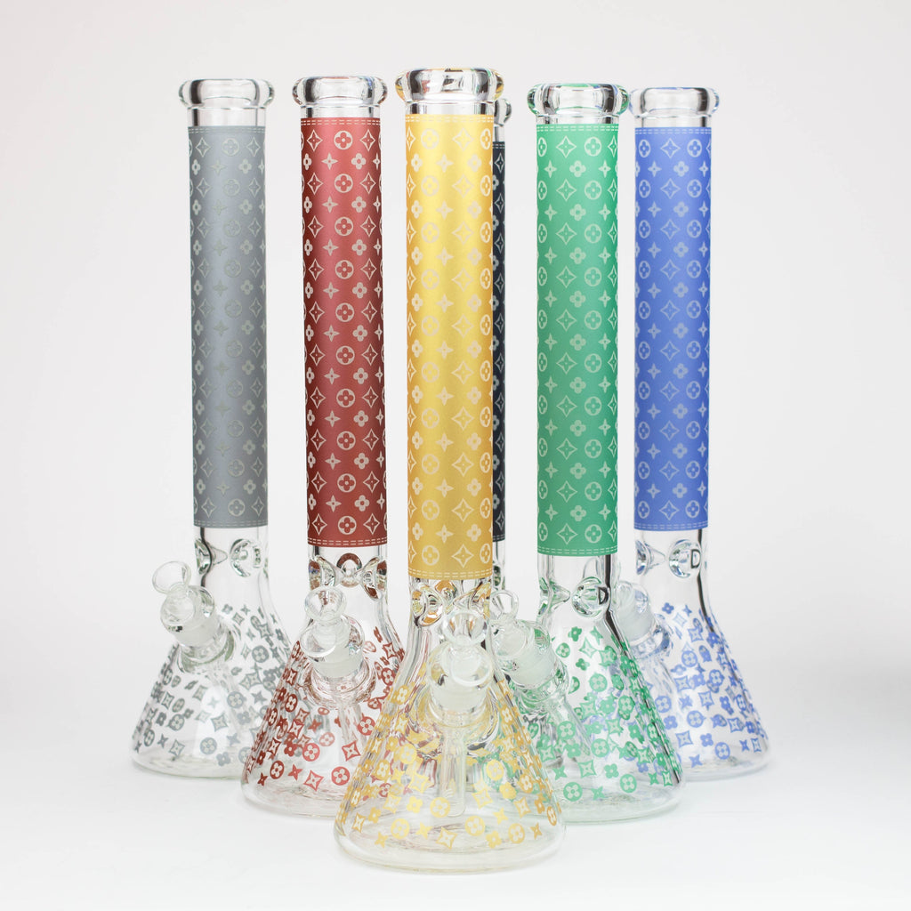 18" LV Glow in the dark 7 mm glass water bong