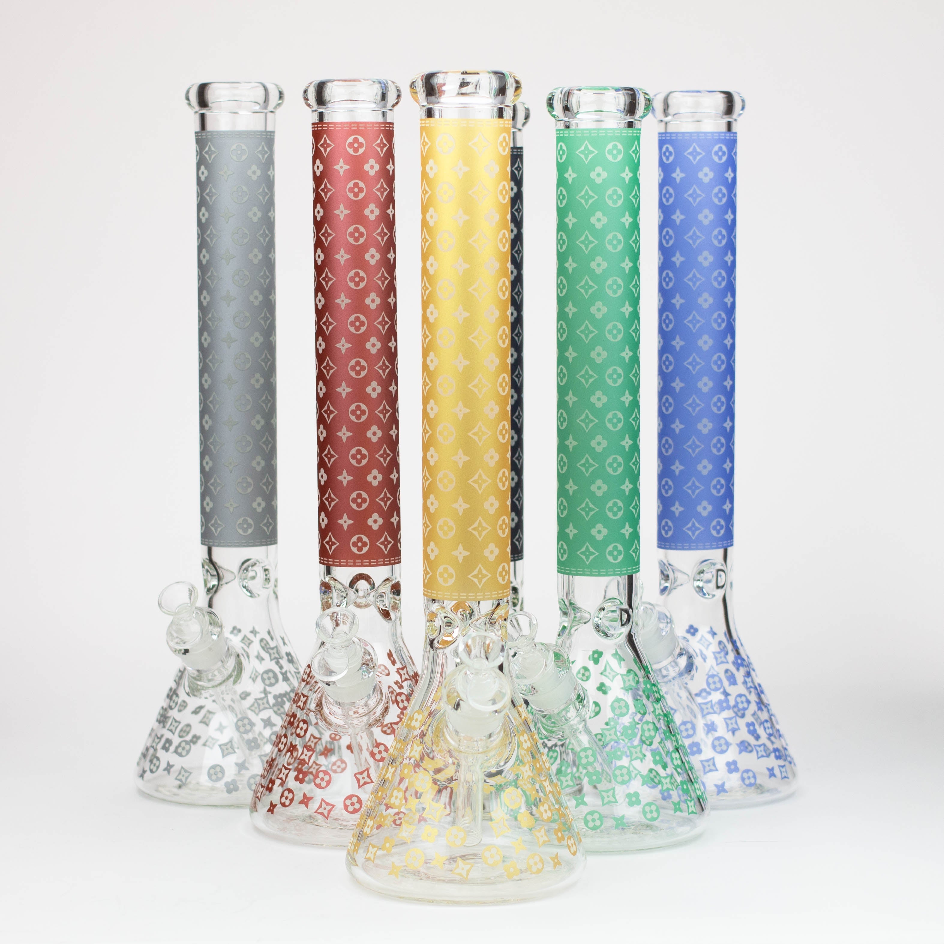 18" LV Glow in the dark 7 mm glass water bong