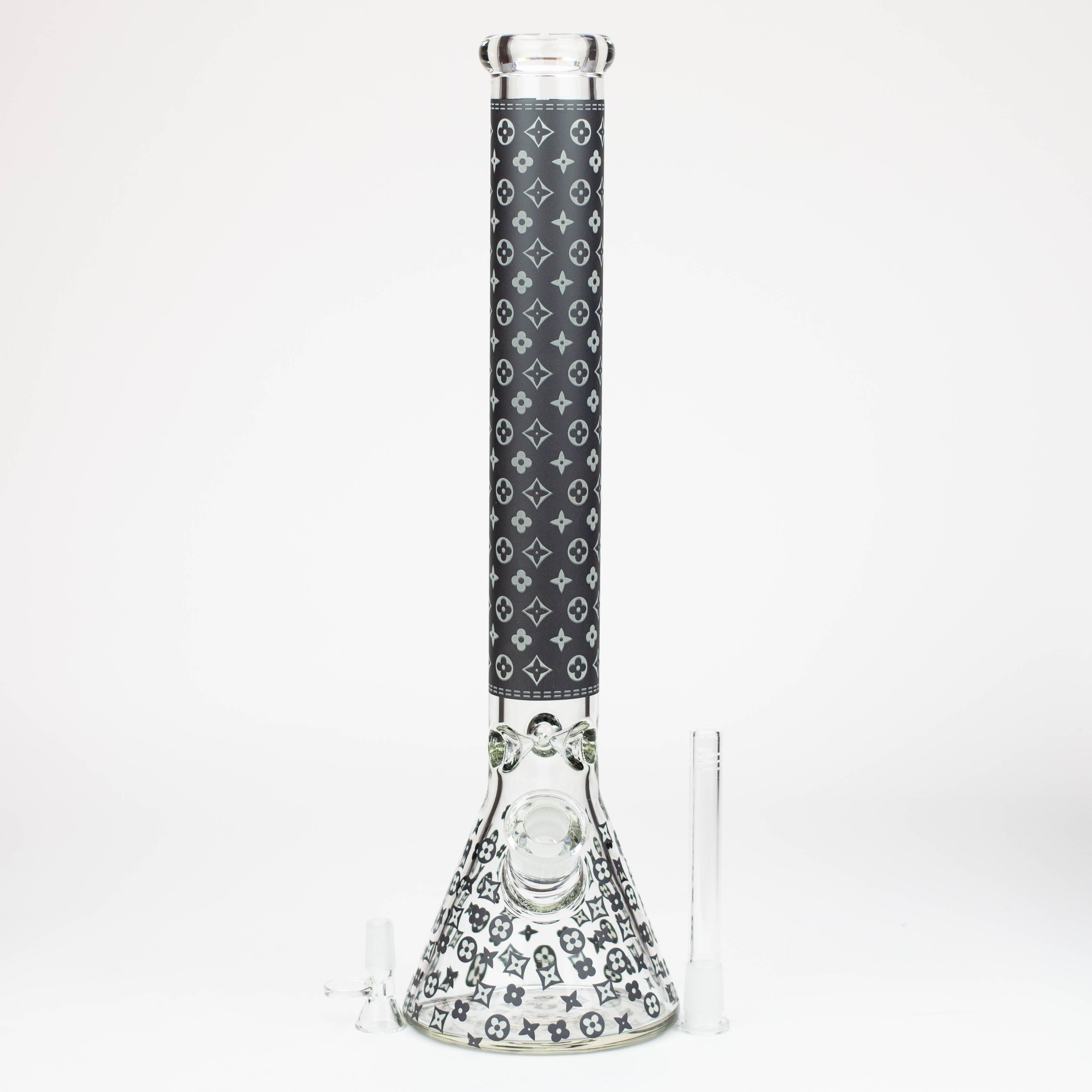 18" LV Glow in the dark 7 mm glass water bong