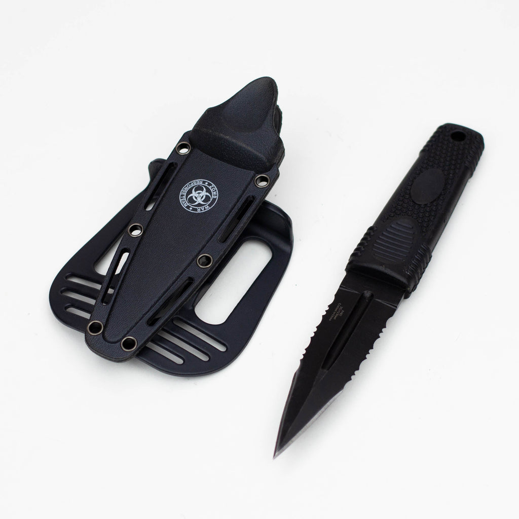 7.75" Zomb-War Black Boot Hunting Knife with Sheath [8162]
