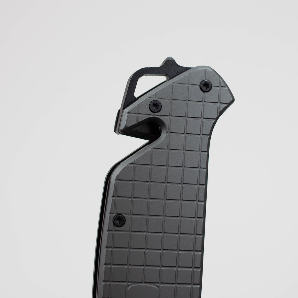 9" The Bone  Edge Grey Folding Knife with Belt Clip