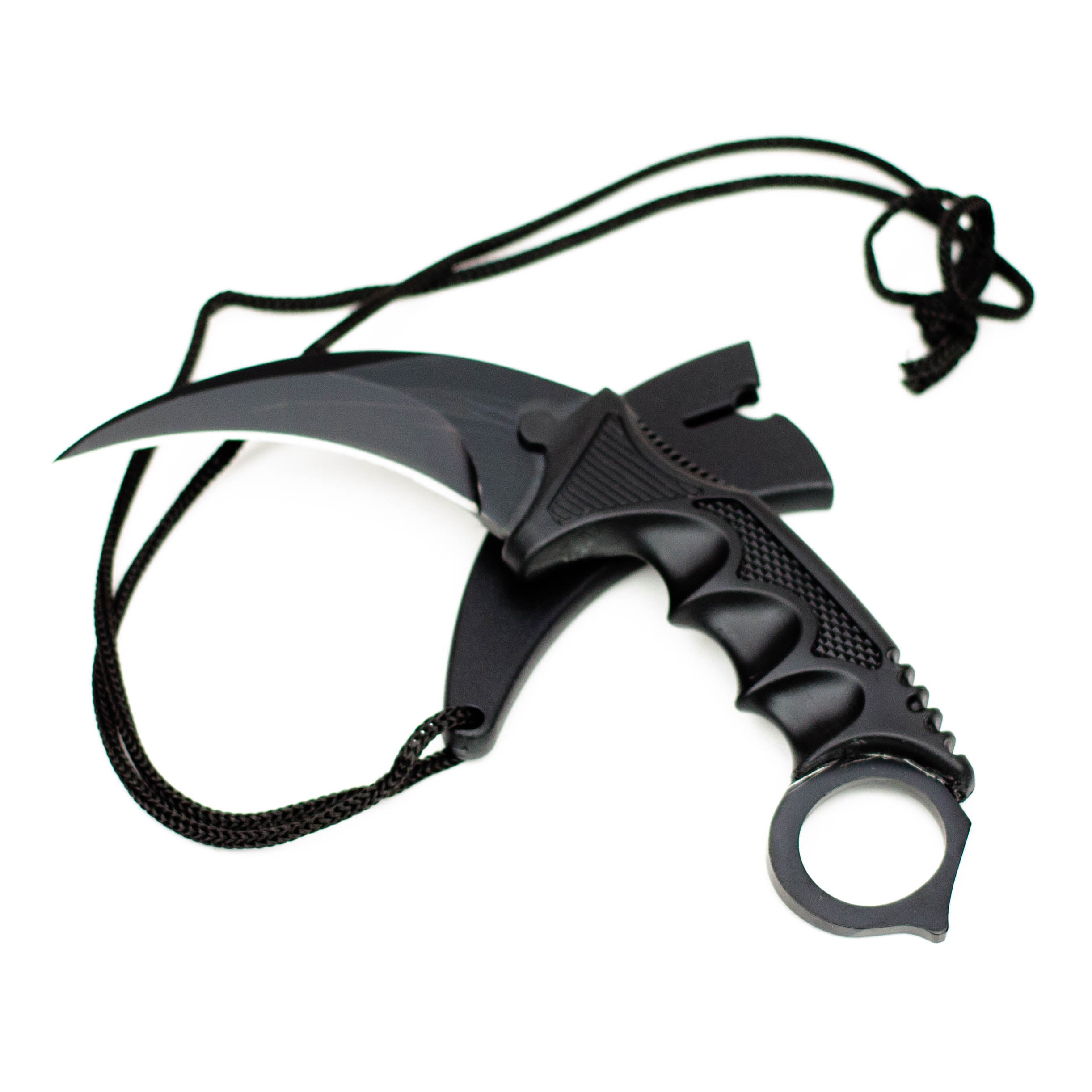 Defender 7.5" All  Black Karambit Stainless Steel Tactical Hunting  Knife Sheath [13639]