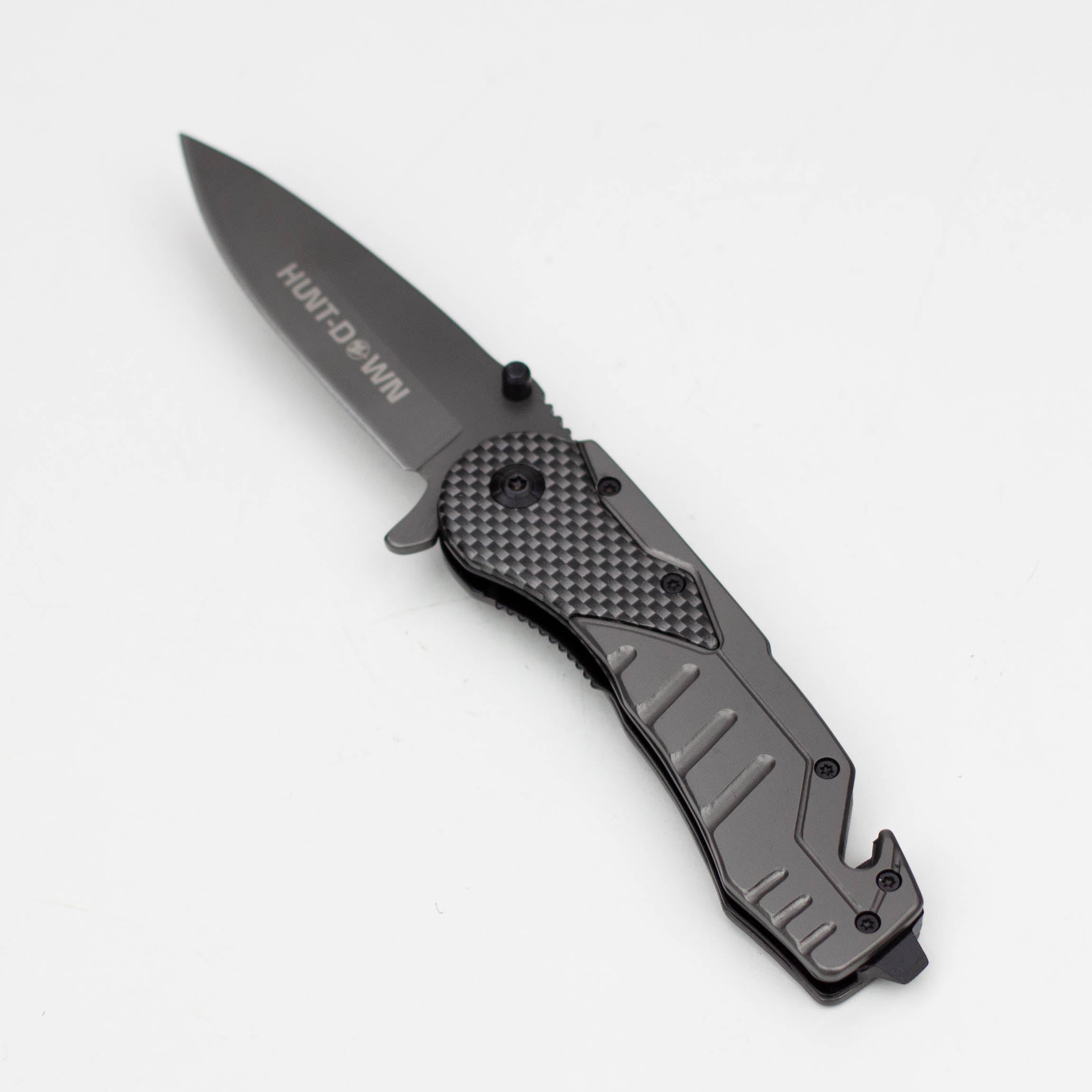 8″ Hunt Down Grey Folding Knife with Belt Clip [7838]