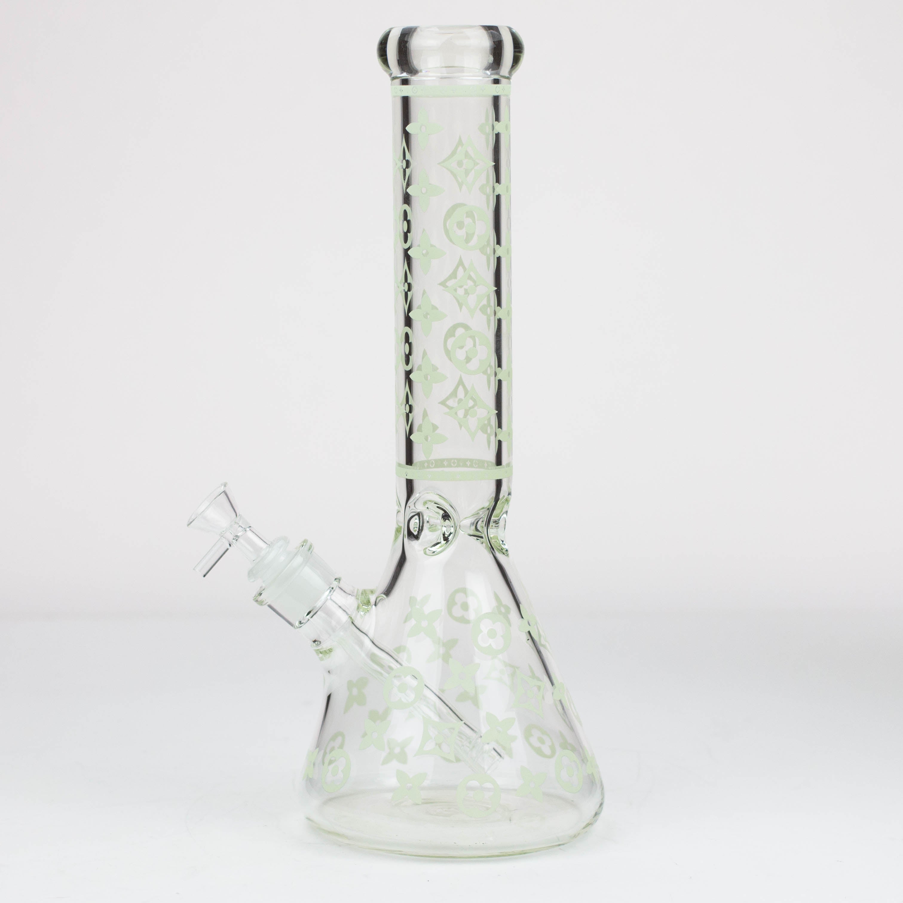 14" Luxury Pattern glow in the dark / 7mm / glass beaker bong [CH-107]