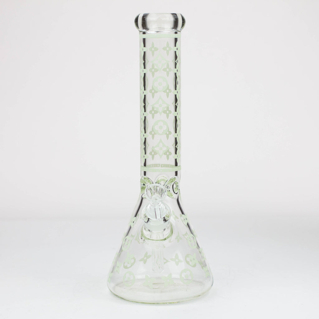 14" Luxury Pattern glow in the dark / 7mm / glass beaker bong [CH-107]