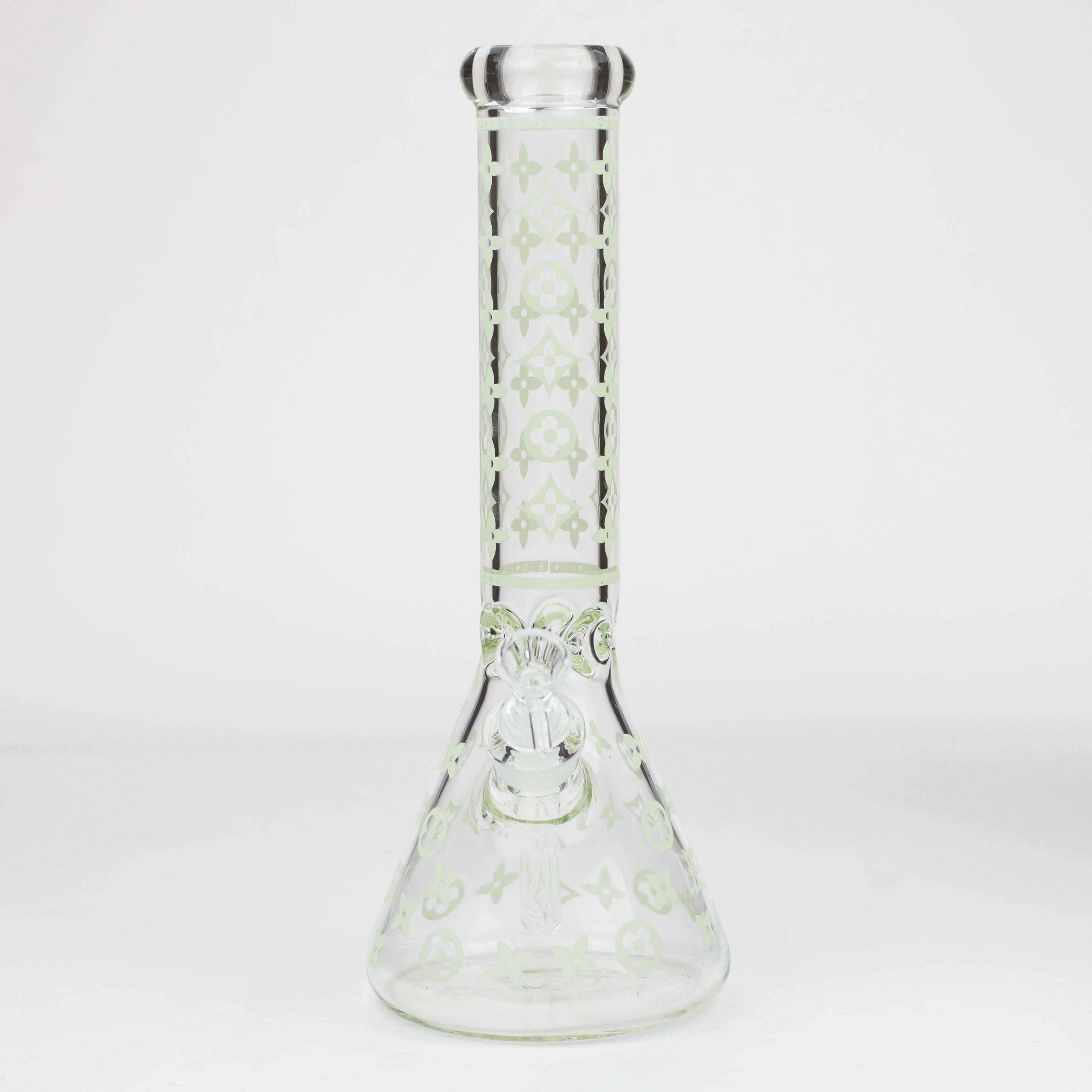 14" Luxury Pattern glow in the dark / 7mm / glass beaker bong [CH-107]