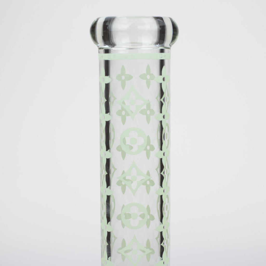 14" Luxury Pattern glow in the dark / 7mm / glass beaker bong [CH-107]