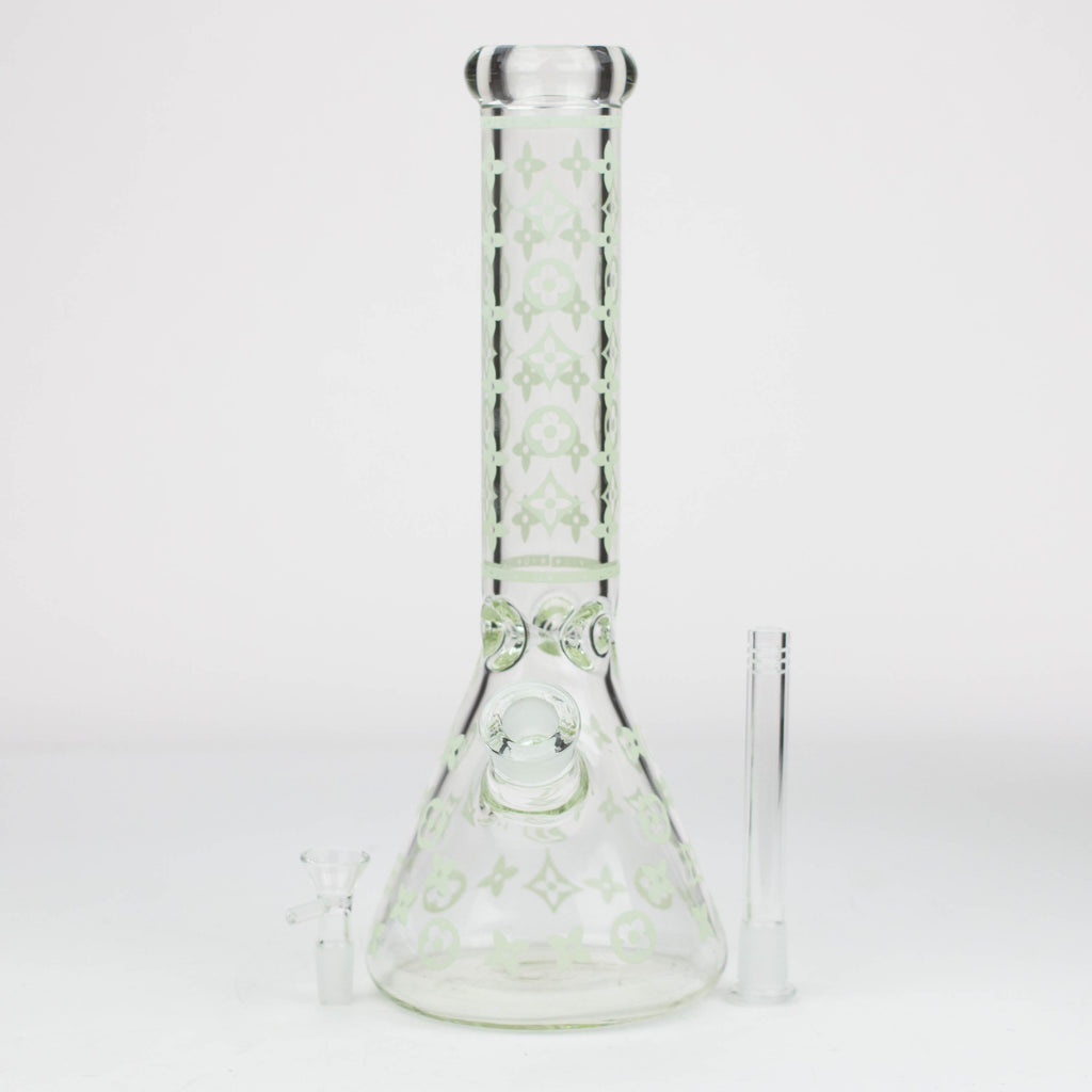 14" Luxury Pattern glow in the dark / 7mm / glass beaker bong [CH-107]