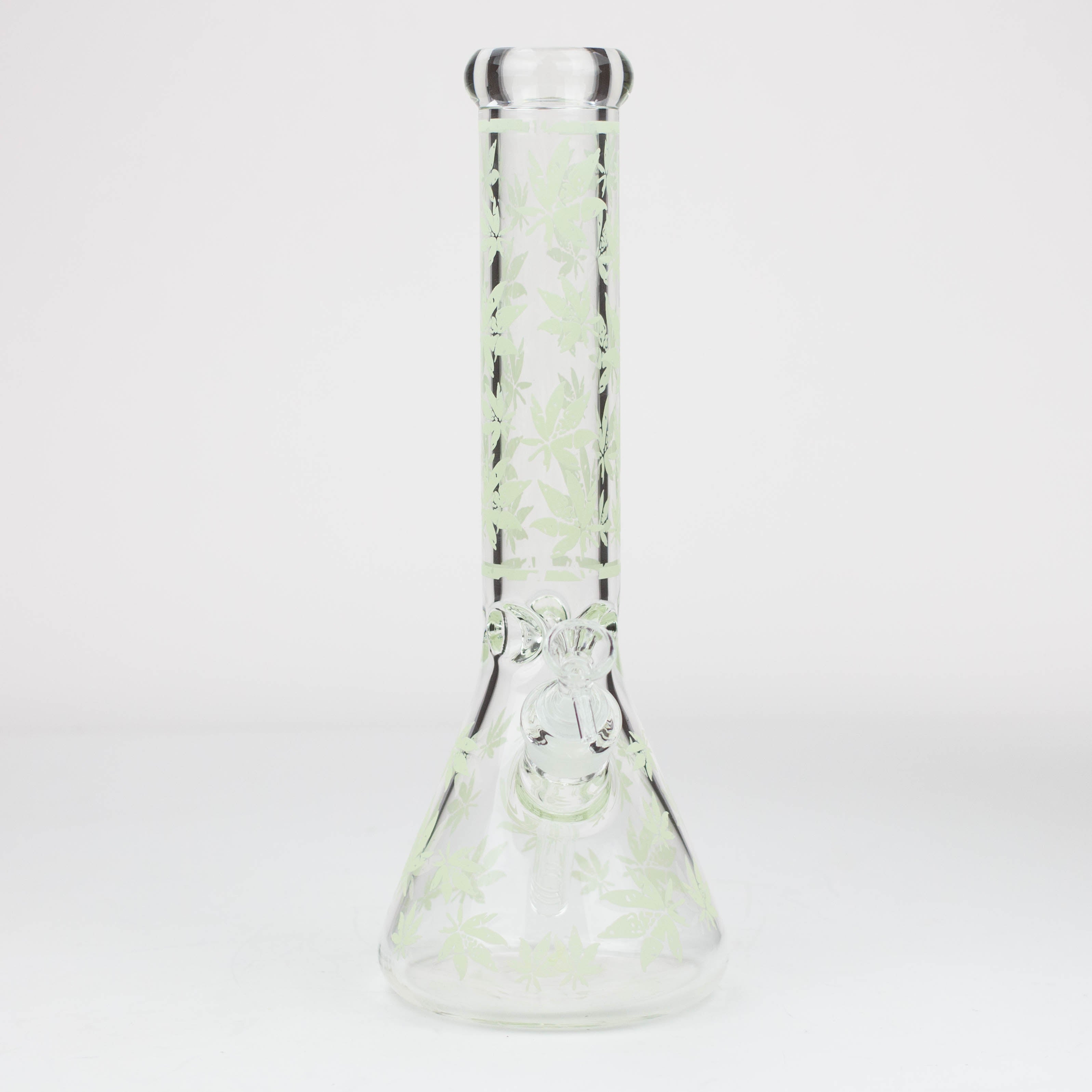 14" Leaf Pattern glow in the dark / 7mm / glass beaker bong [CH-106]