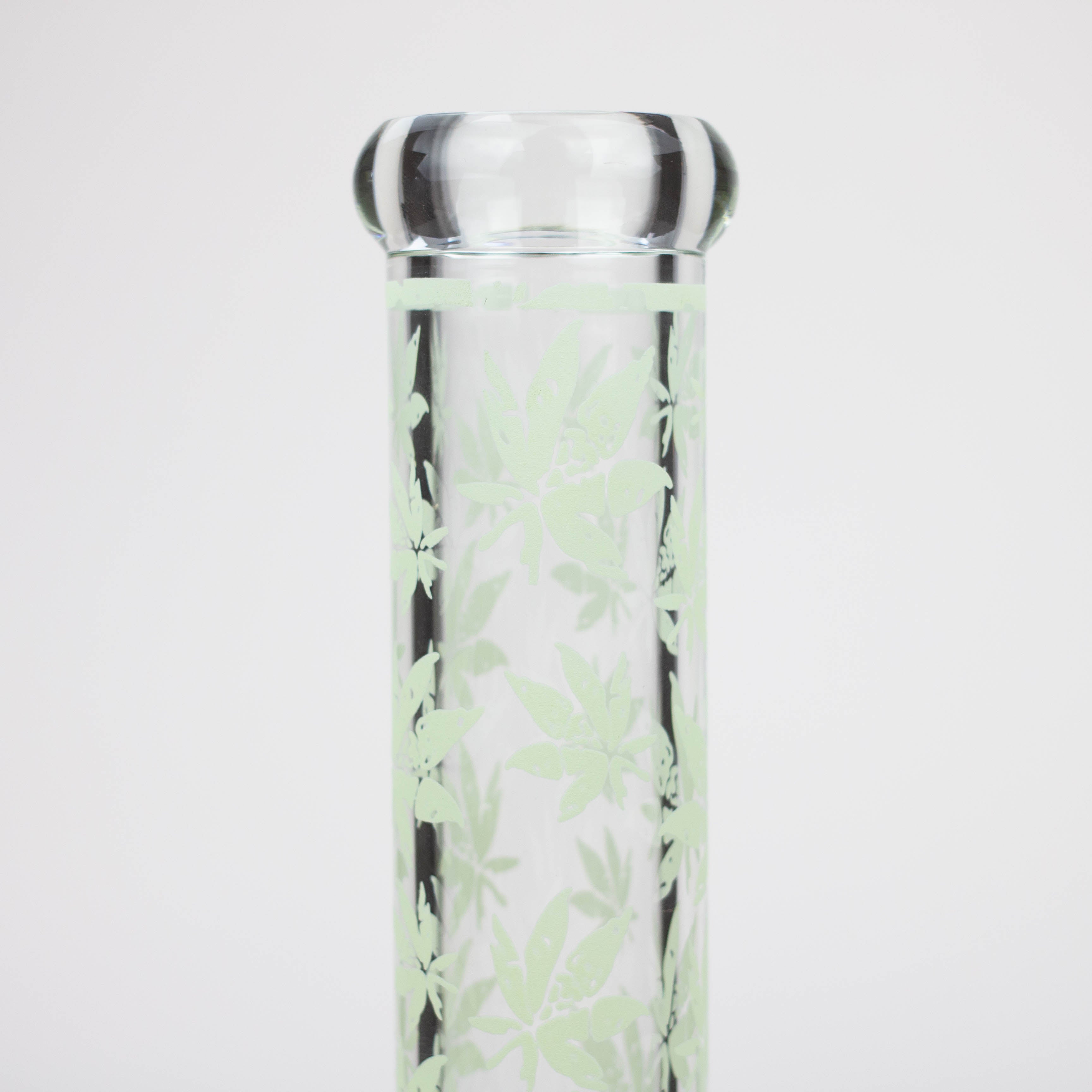14" Leaf Pattern glow in the dark / 7mm / glass beaker bong [CH-106]