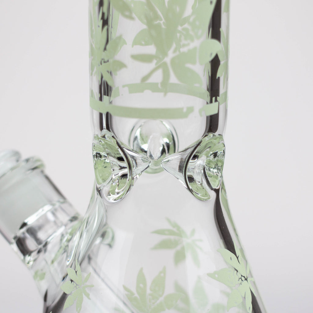14" Leaf Pattern glow in the dark / 7mm / glass beaker bong [CH-106]