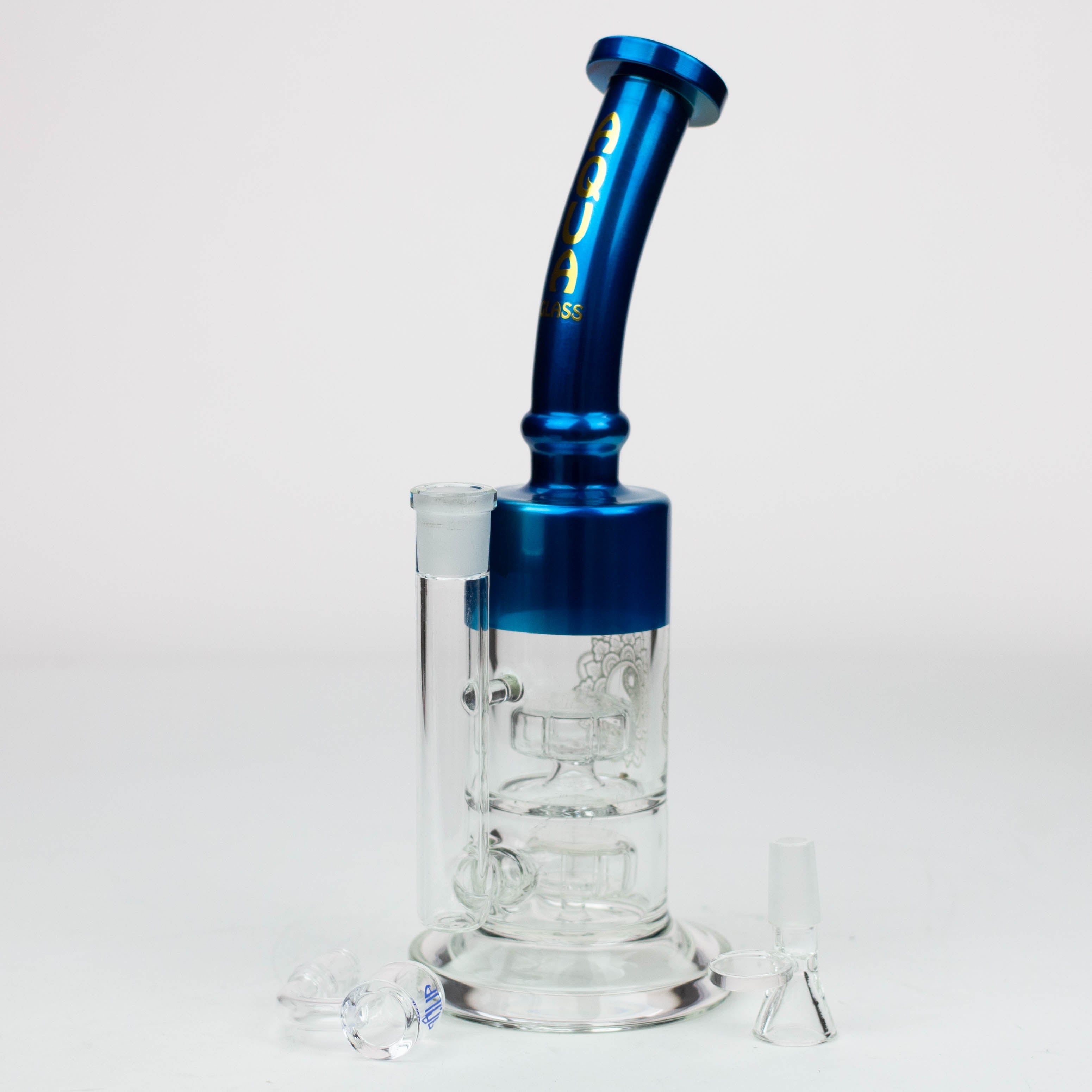12" AQUA 2-in-1 Dual Barrel diffuser glass bong [AQUA118]