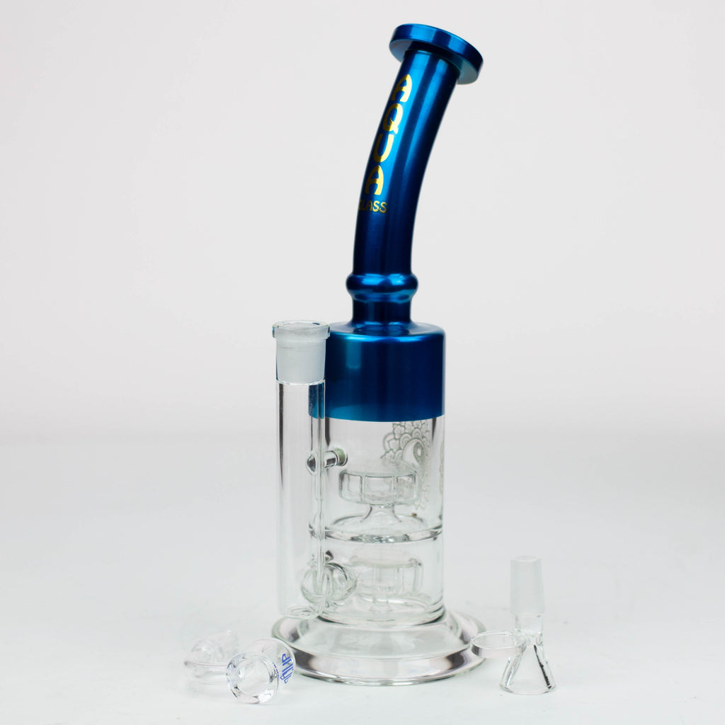 12" AQUA 2-in-1 Dual Barrel diffuser glass bong [AQUA118]