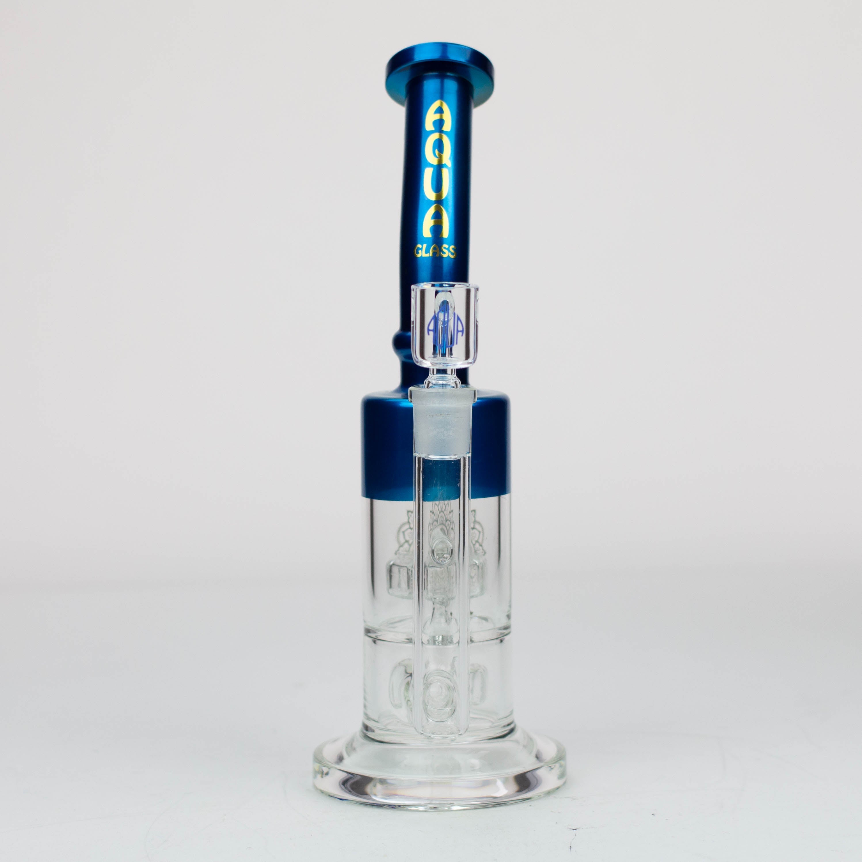 12" AQUA 2-in-1 Dual Barrel diffuser glass bong [AQUA118]