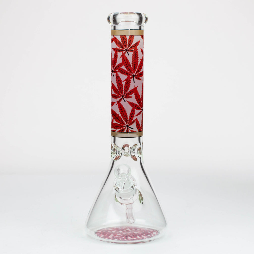 14" Leaf Pattern / 7mm / glass beaker bong [A21]