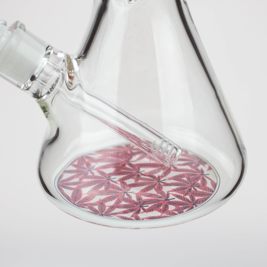 14" Leaf Pattern / 7mm / glass beaker bong [A21]
