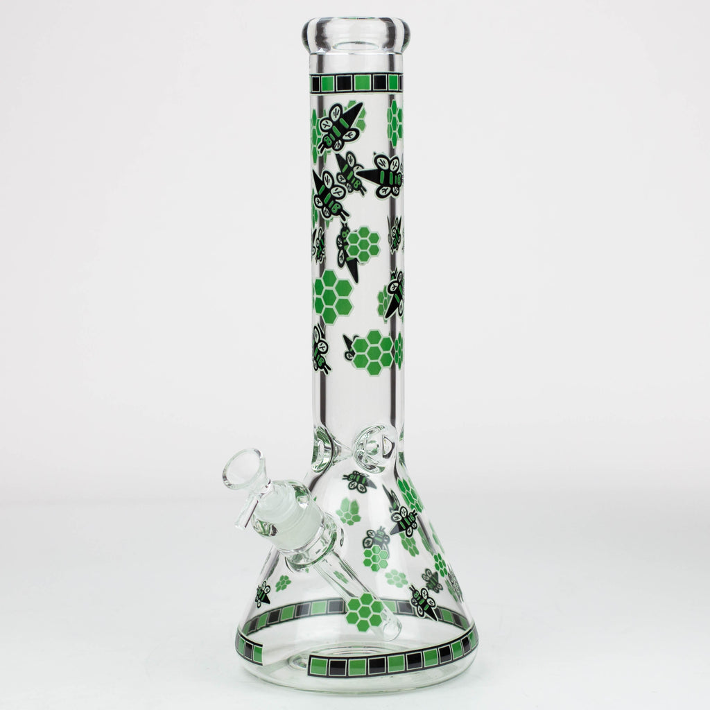 14" Honey bee glow in the dark / 7mm / glass beaker bong [A25]