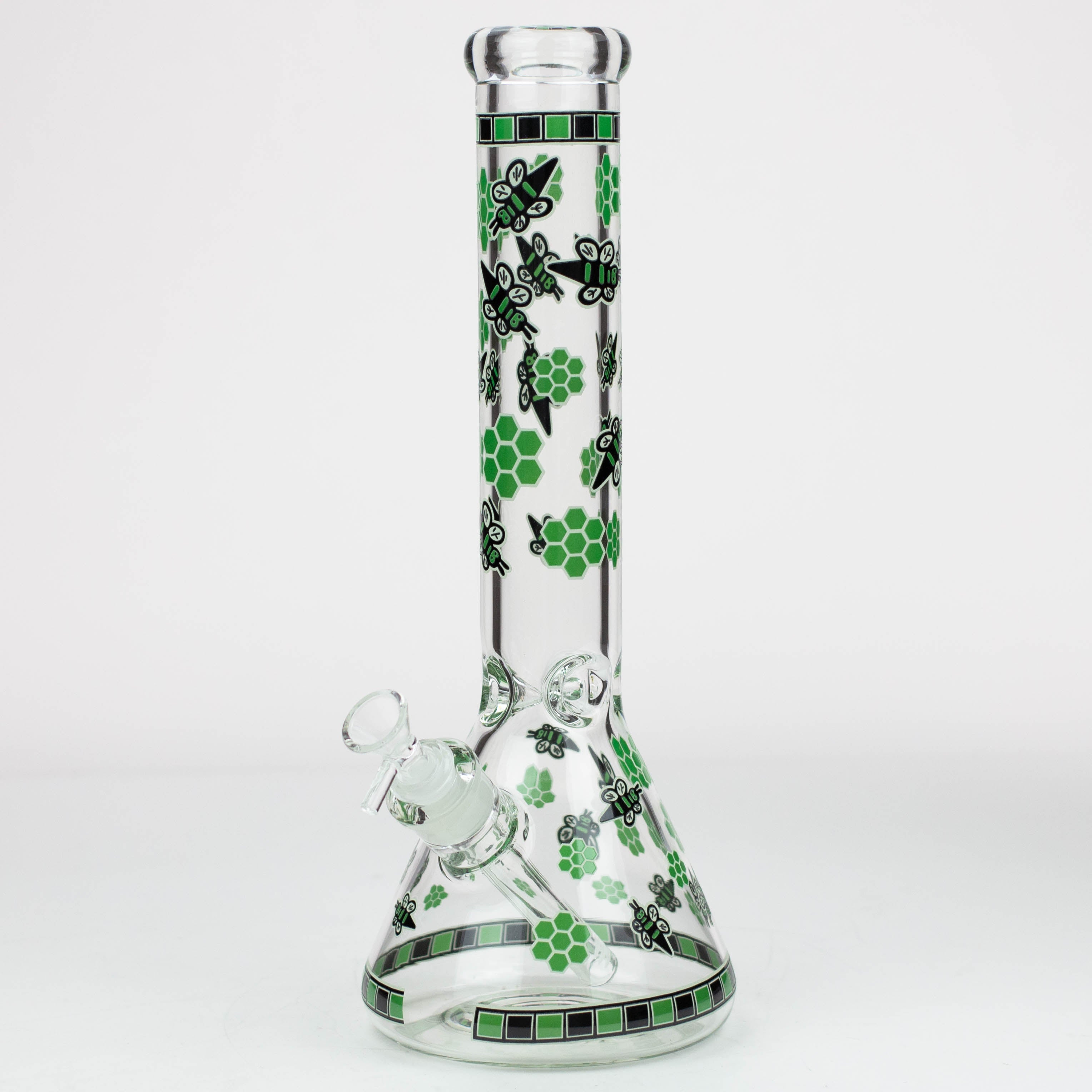 14" Honey bee glow in the dark / 7mm / glass beaker bong [A25]