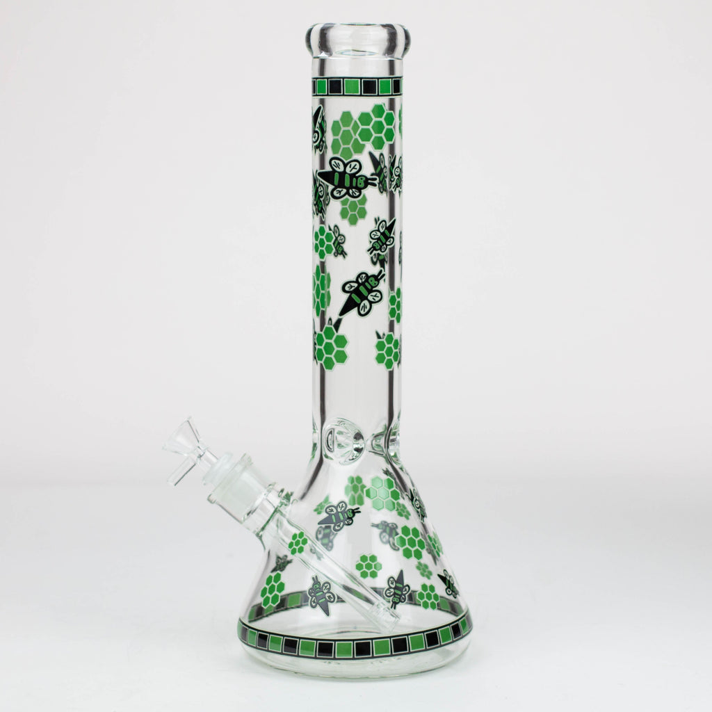 14" Honey bee glow in the dark / 7mm / glass beaker bong [A25]