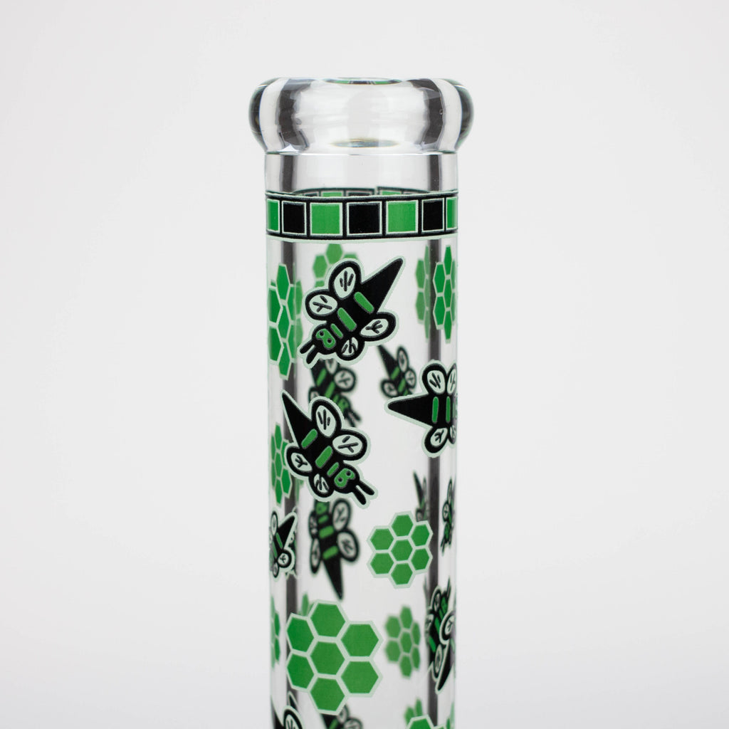 14" Honey bee glow in the dark / 7mm / glass beaker bong [A25]