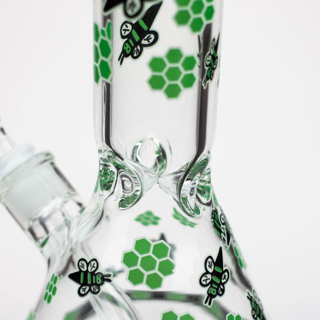14" Honey bee glow in the dark / 7mm / glass beaker bong [A25]