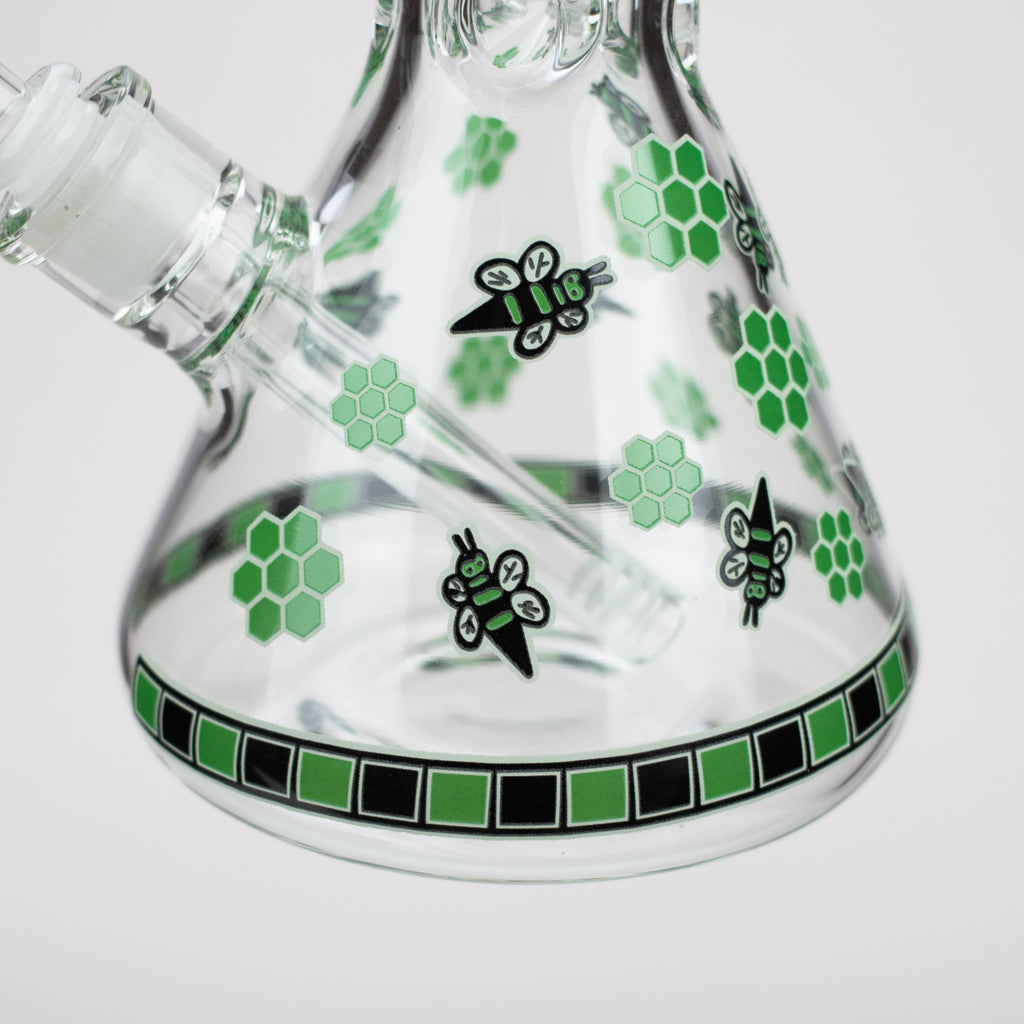 14" Honey bee glow in the dark / 7mm / glass beaker bong [A25]