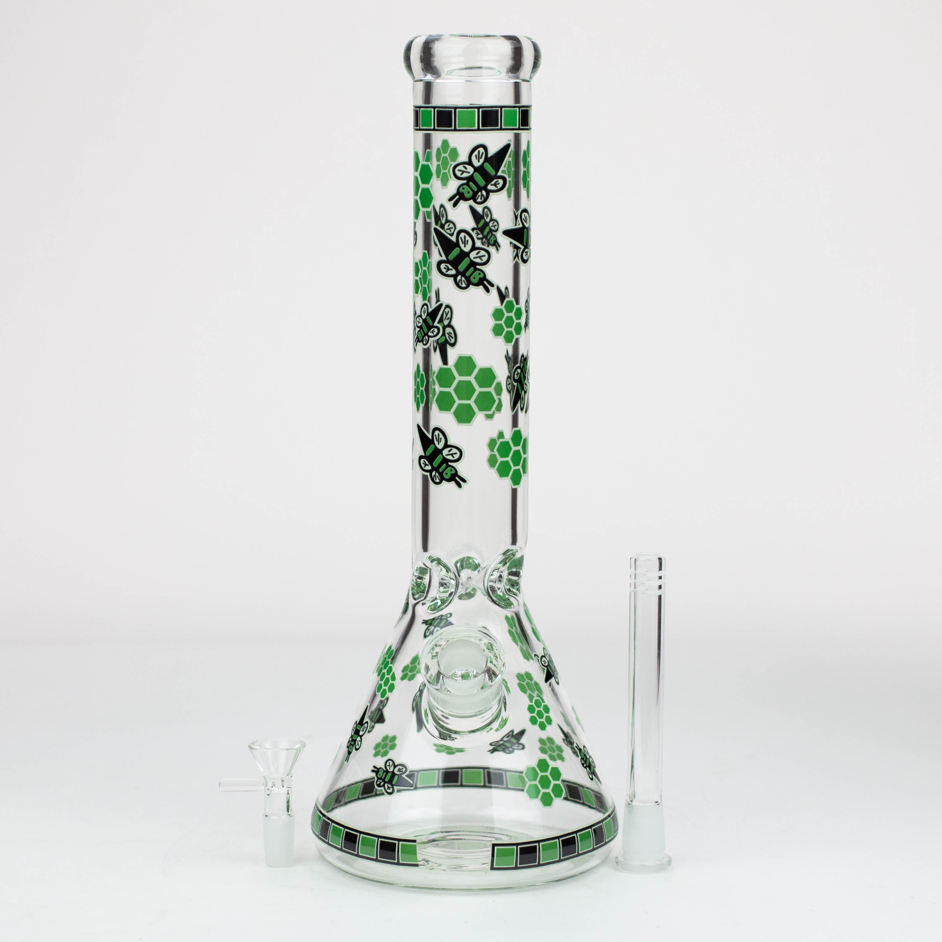 14" Honey bee glow in the dark / 7mm / glass beaker bong [A25]