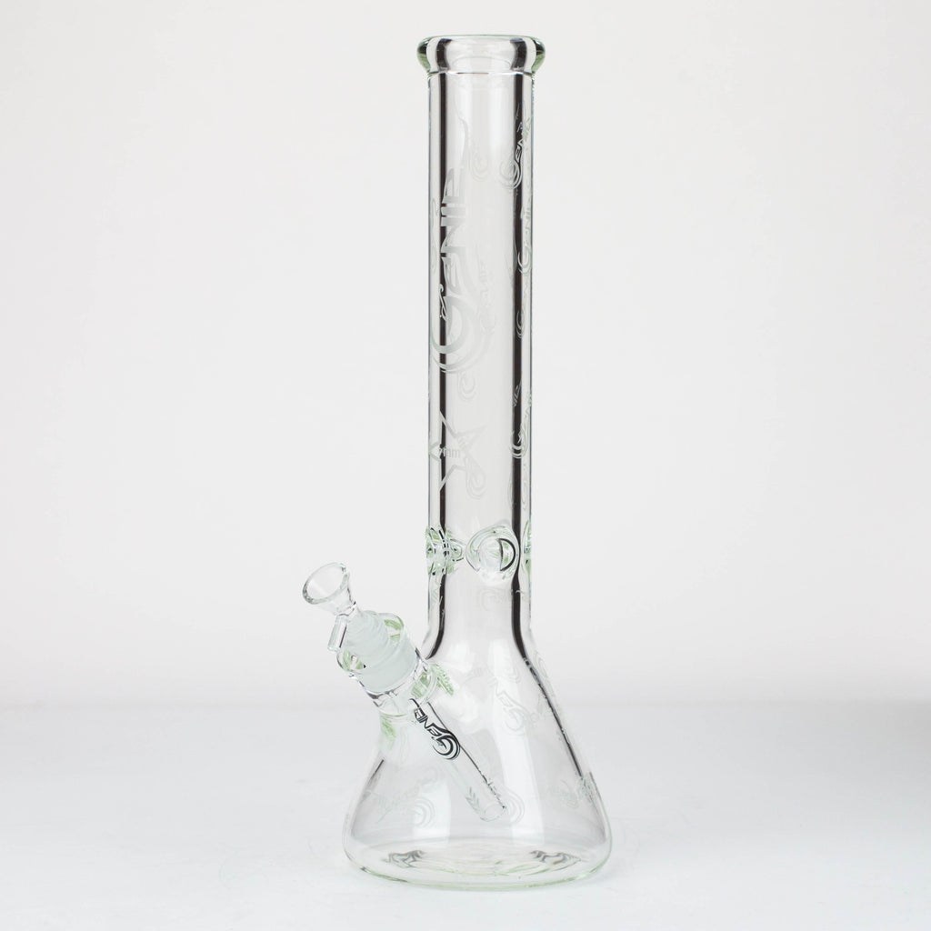 16" Genie pattern 9 mm clear glass water bong [20024]