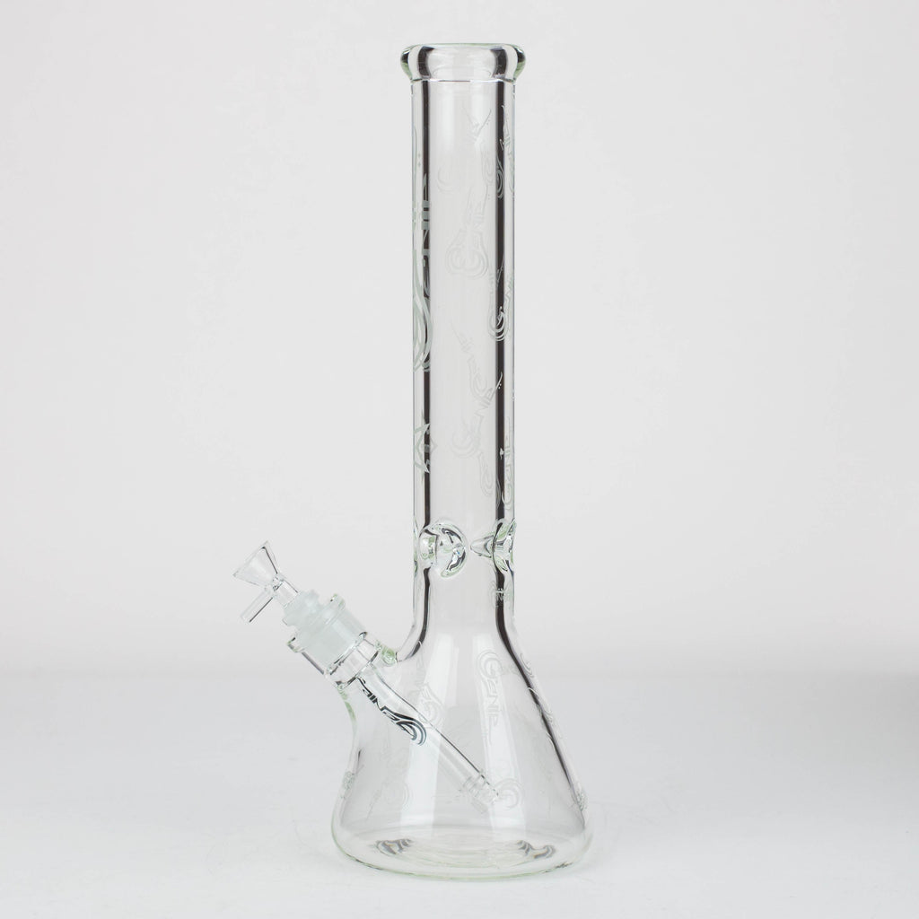 16" Genie pattern 9 mm clear glass water bong [20024]