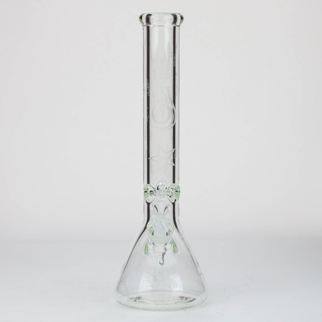 16" Genie pattern 9 mm clear glass water bong [20024]