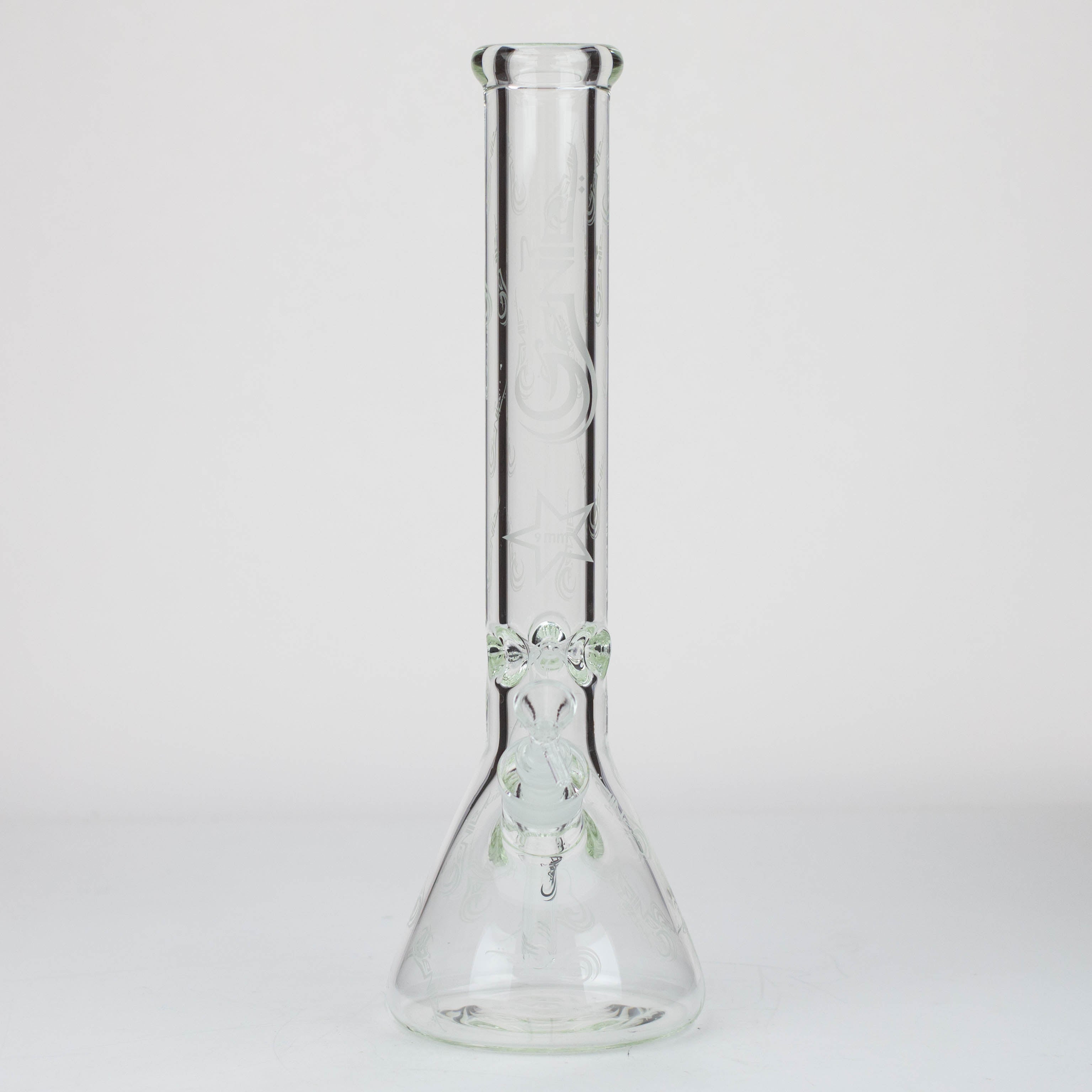 16" Genie pattern 9 mm clear glass water bong [20024]