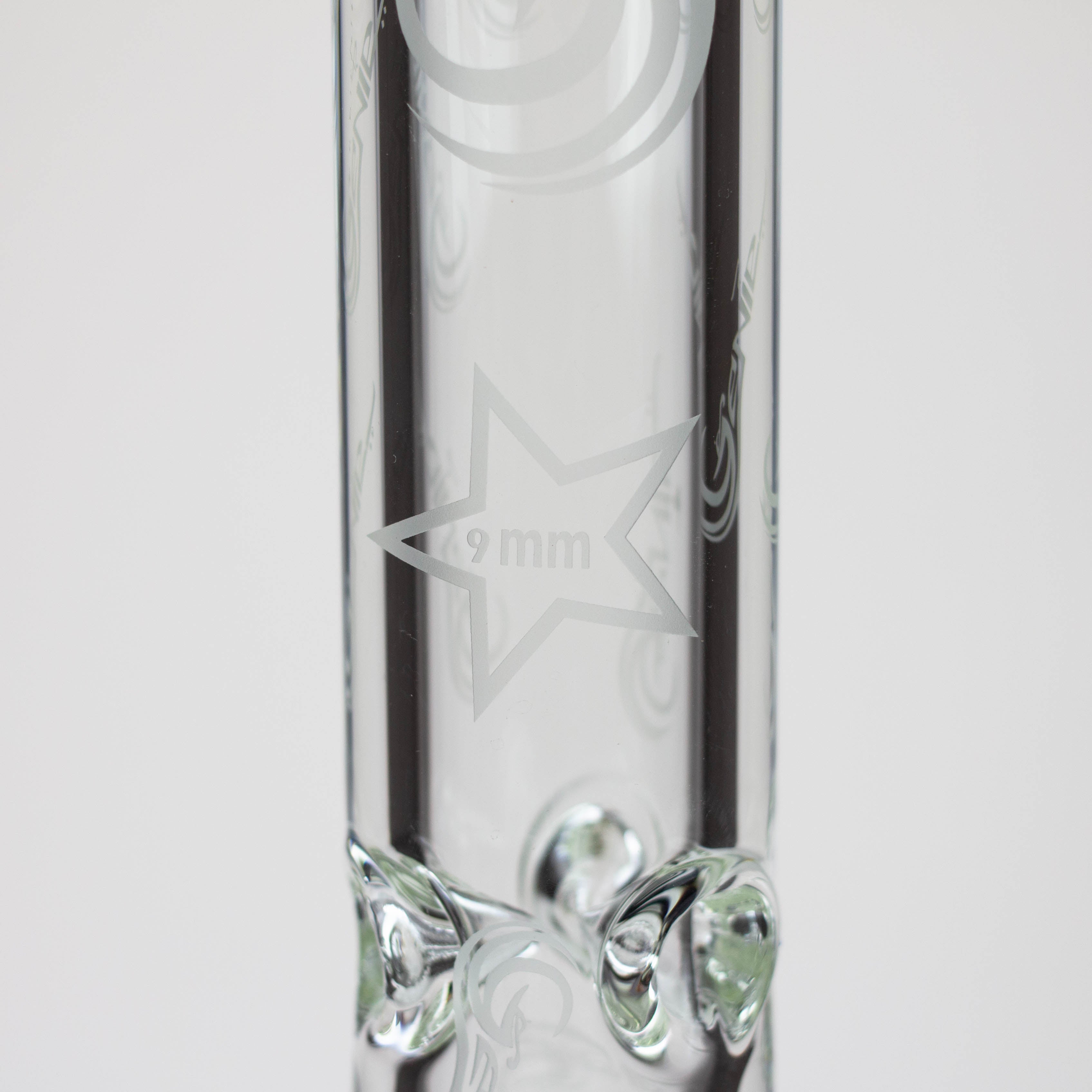 16" Genie pattern 9 mm clear glass water bong [20024]