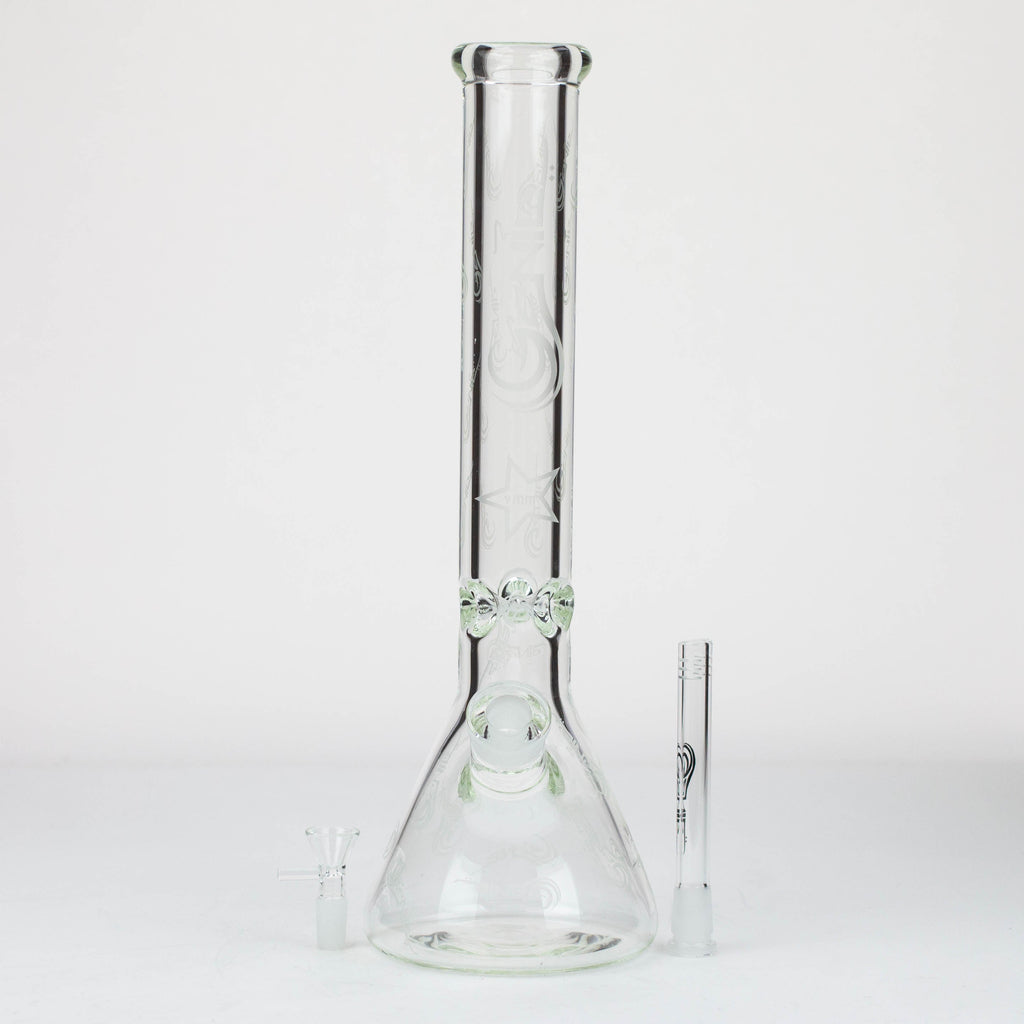 16" Genie pattern 9 mm clear glass water bong [20024]