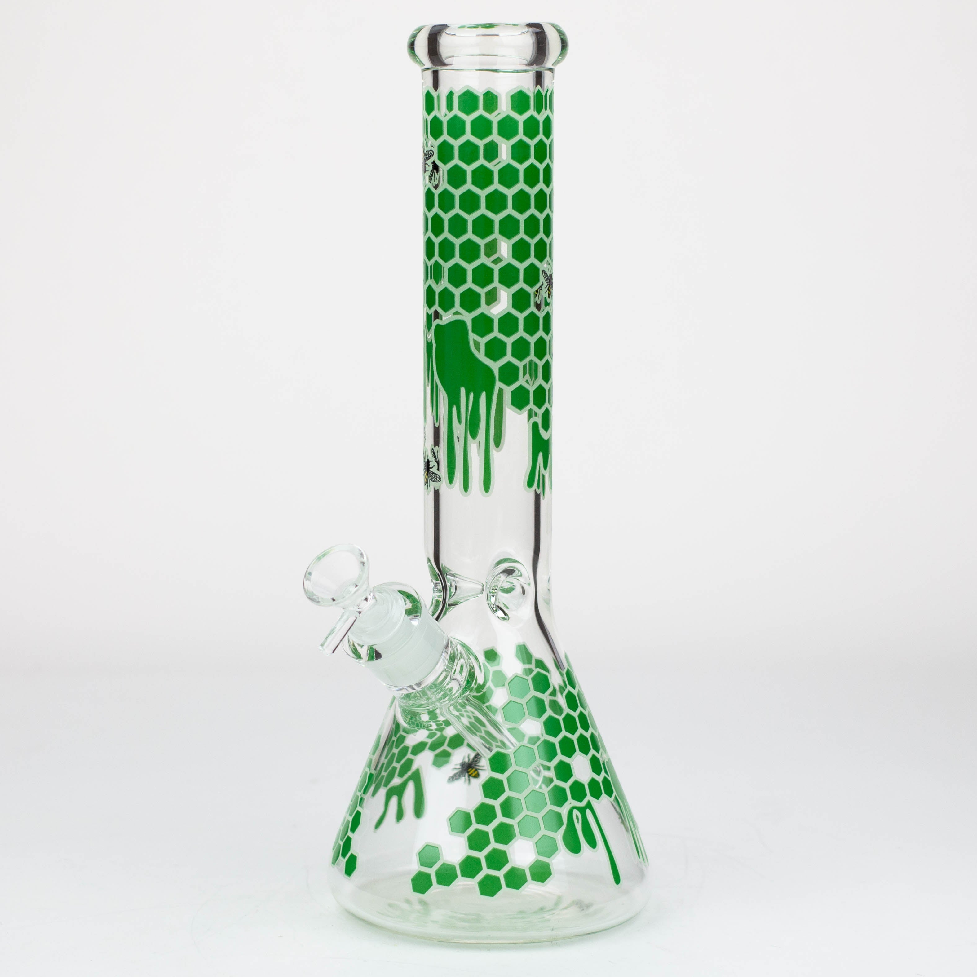 14" Honey bee glow in the dark / 7mm / glass beaker bong [A25]