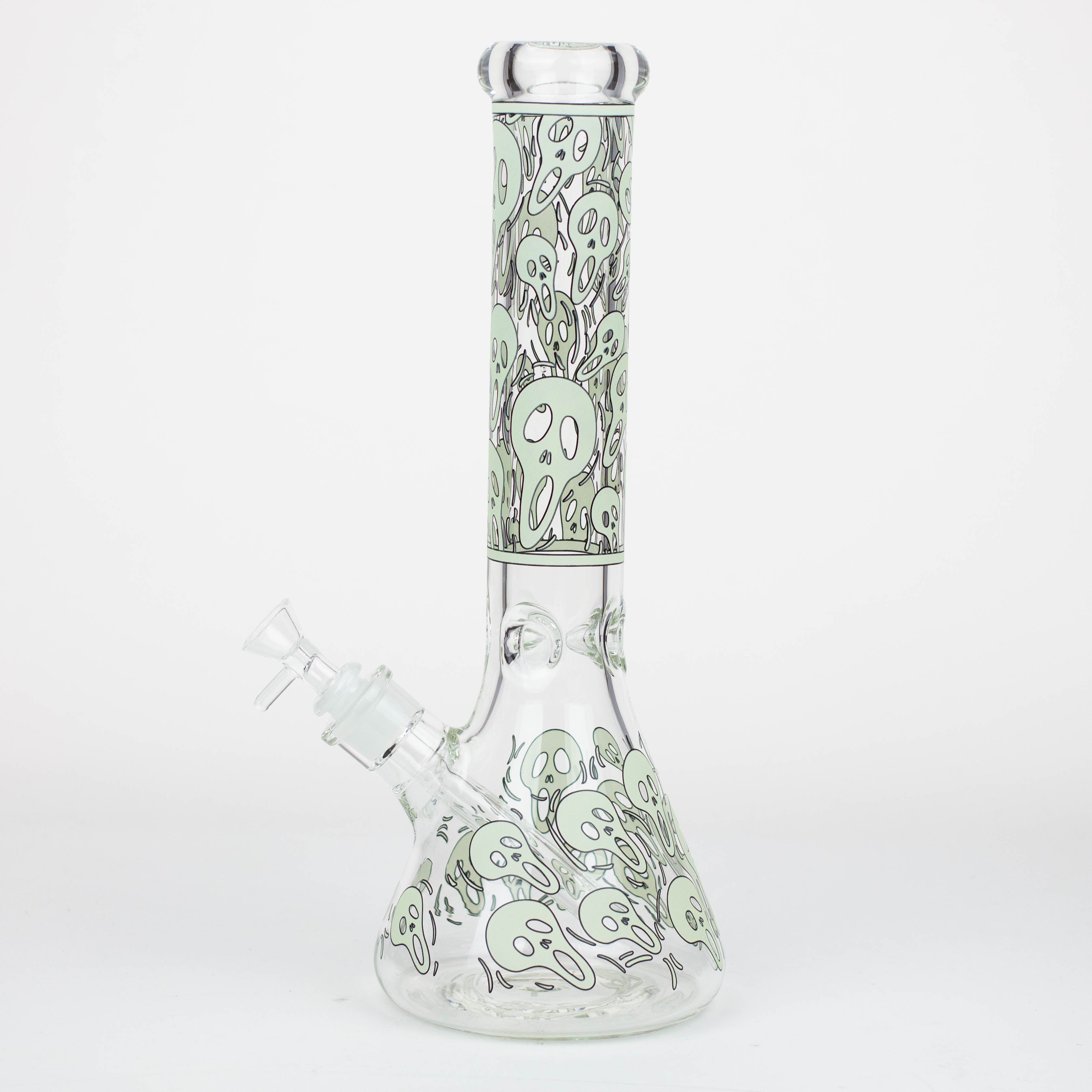 14" Ghost Pattern glow in the dark / 7mm / glass beaker bong [CH-105]