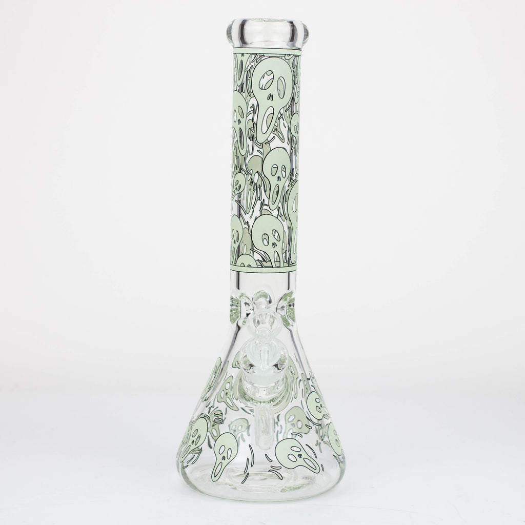 14" Ghost Pattern glow in the dark / 7mm / glass beaker bong [CH-105]