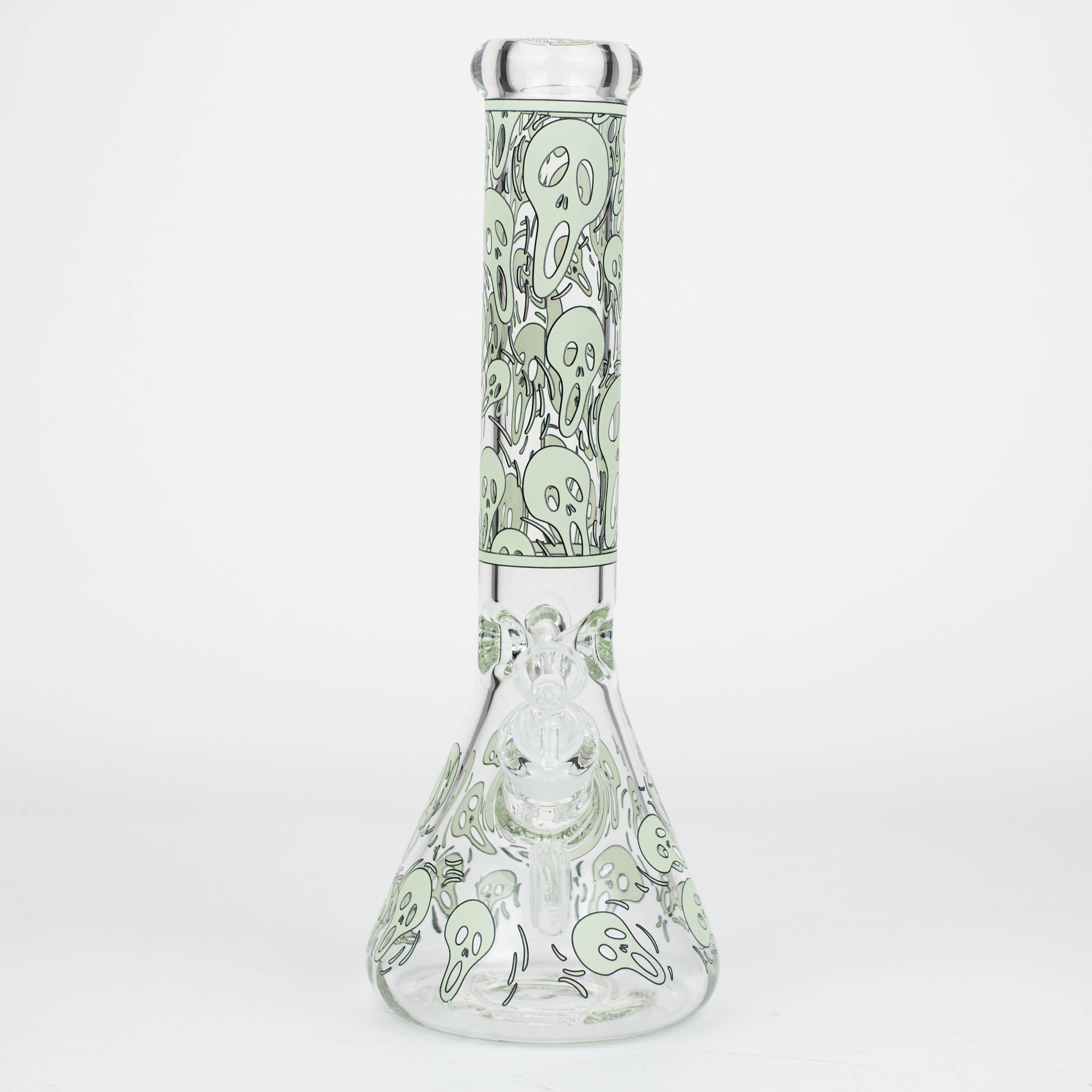 14" Ghost Pattern glow in the dark / 7mm / glass beaker bong [CH-105]