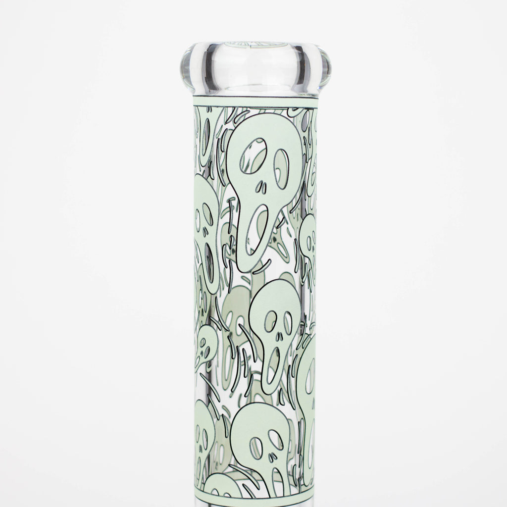 14" Ghost Pattern glow in the dark / 7mm / glass beaker bong [CH-105]