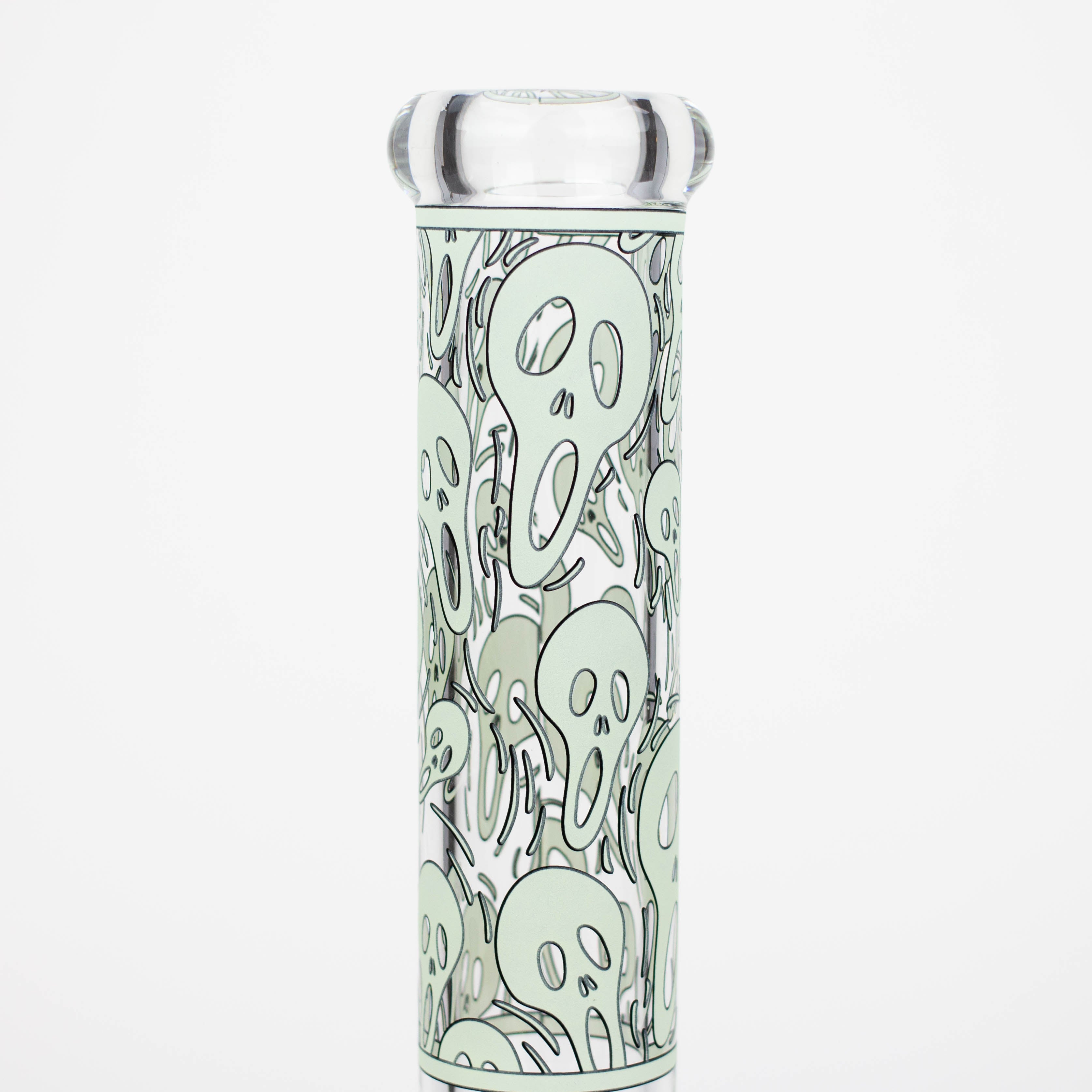 14" Ghost Pattern glow in the dark / 7mm / glass beaker bong [CH-105]