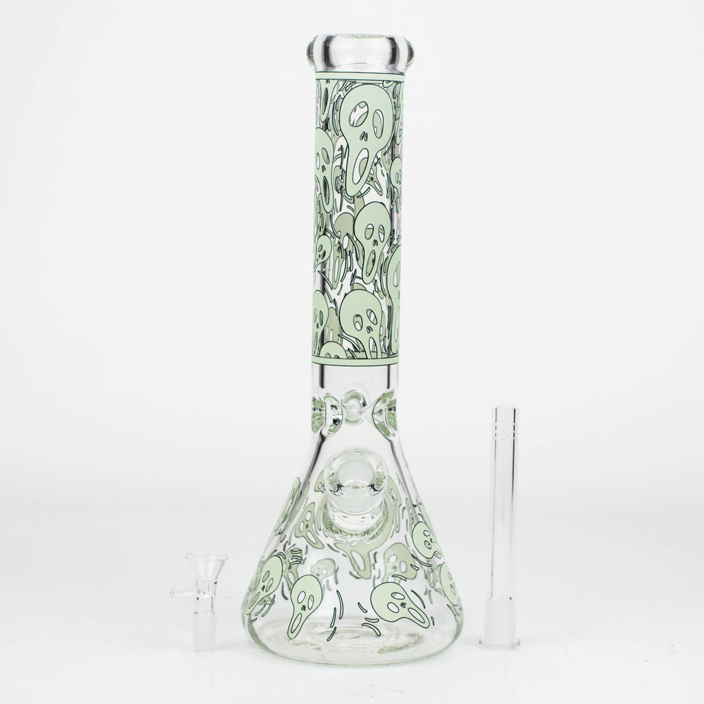 14" Ghost Pattern glow in the dark / 7mm / glass beaker bong [CH-105]