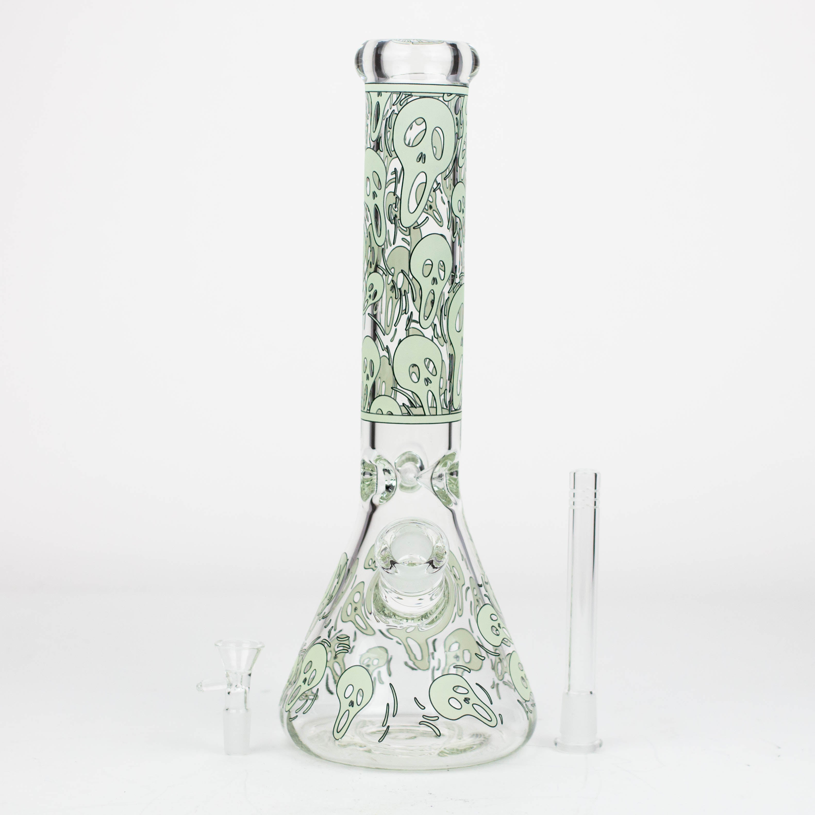 14" Ghost Pattern glow in the dark / 7mm / glass beaker bong [CH-105]