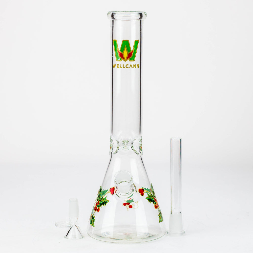 WellCann - 12" glass water bong with Christmas Design