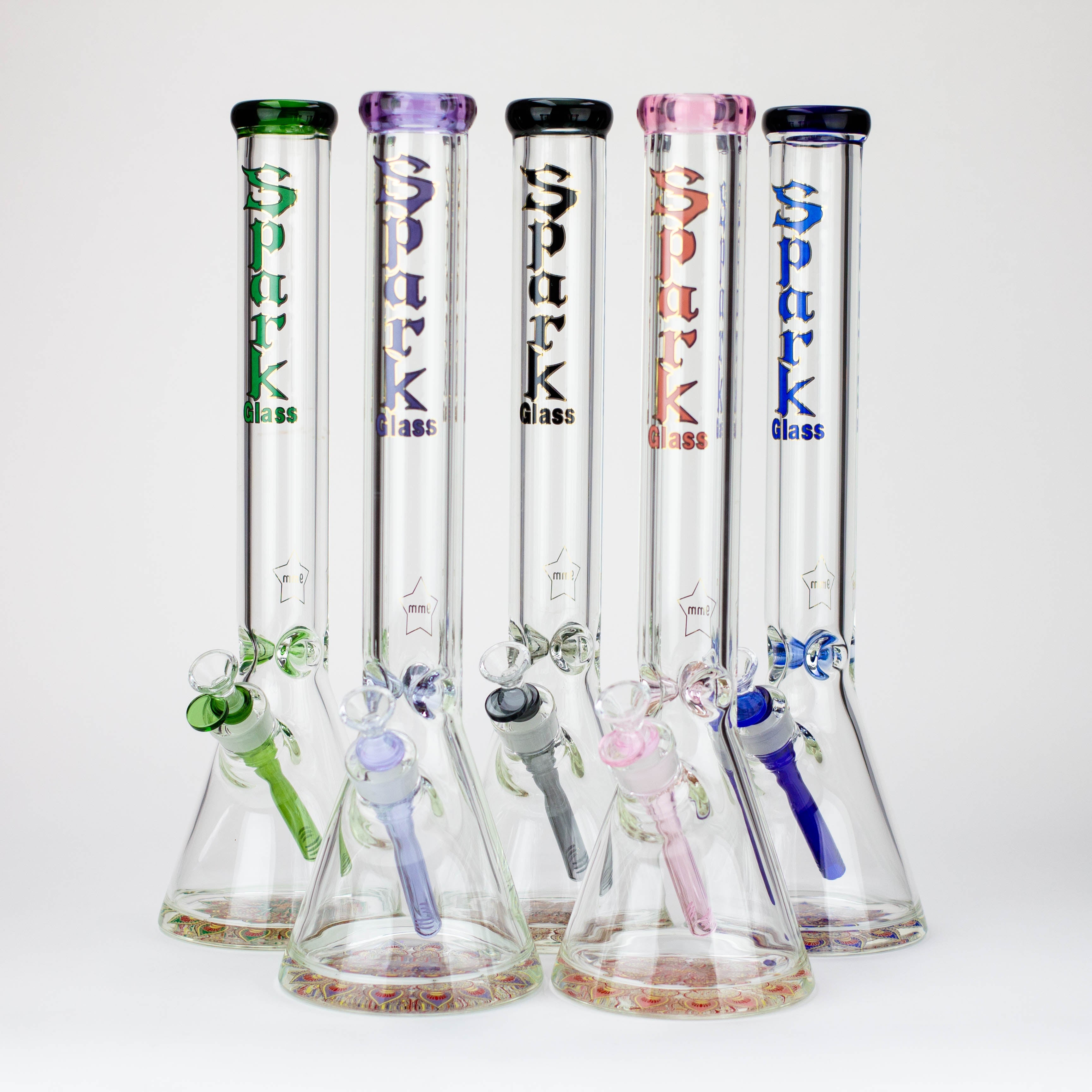 18" Spark 9 mm glass water bong with thick base