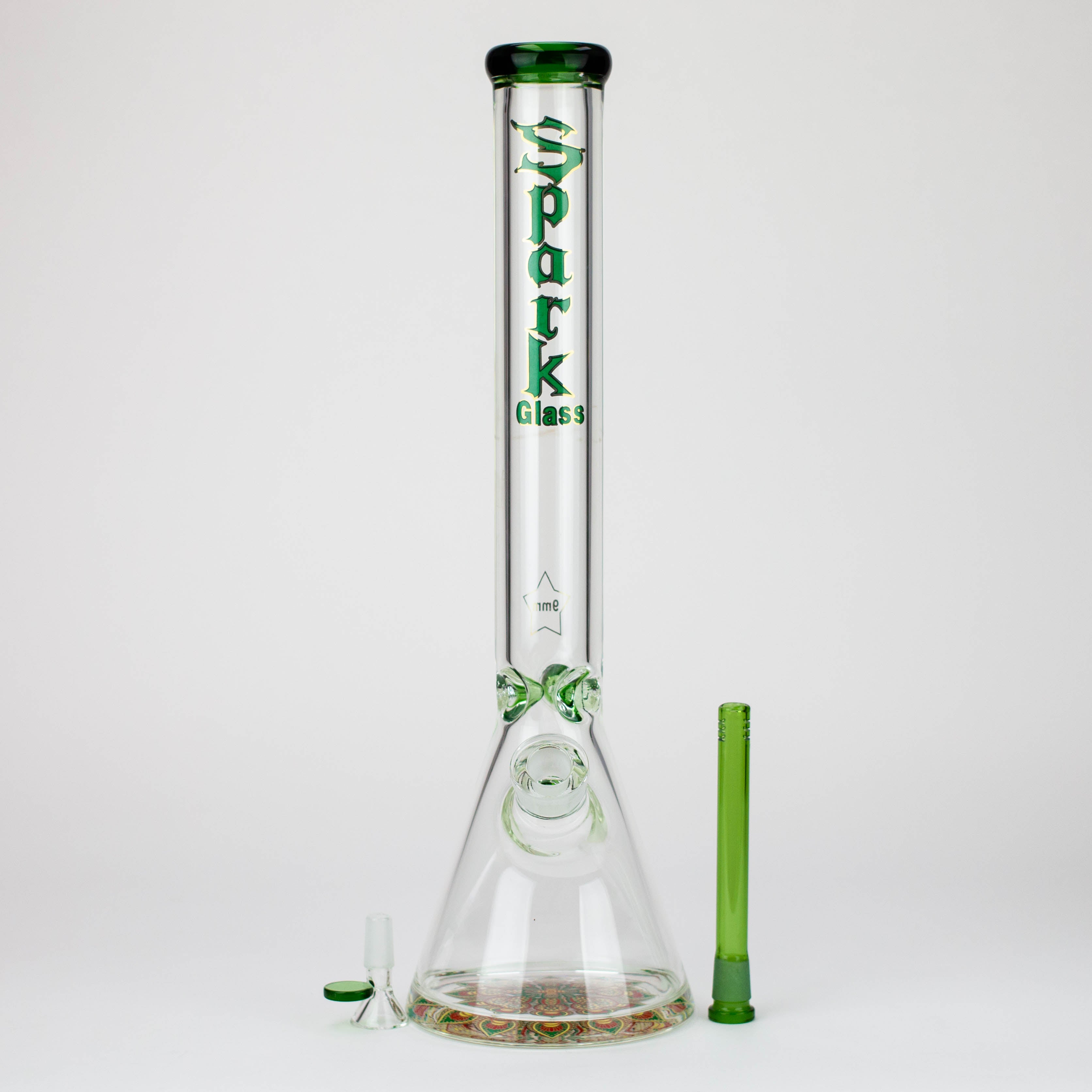 18" Spark 9 mm glass water bong with thick base