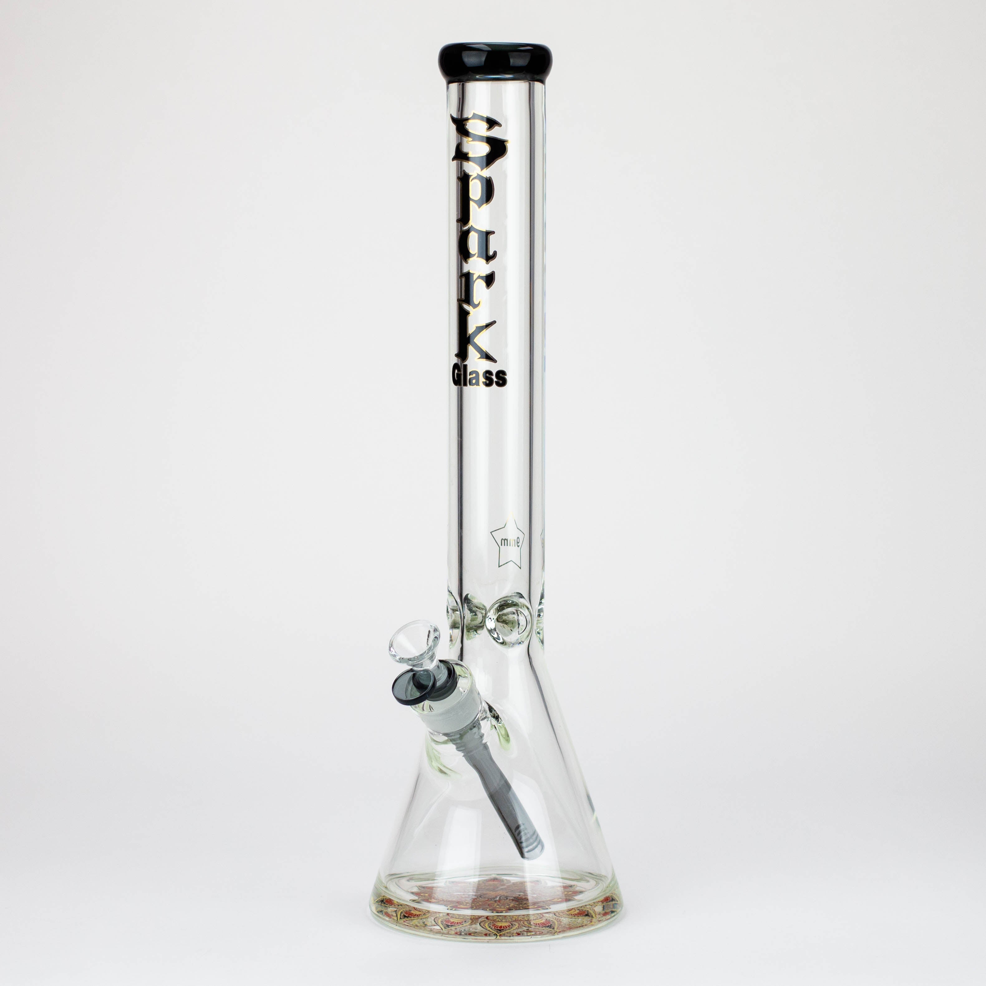 18" Spark 9 mm glass water bong with thick base