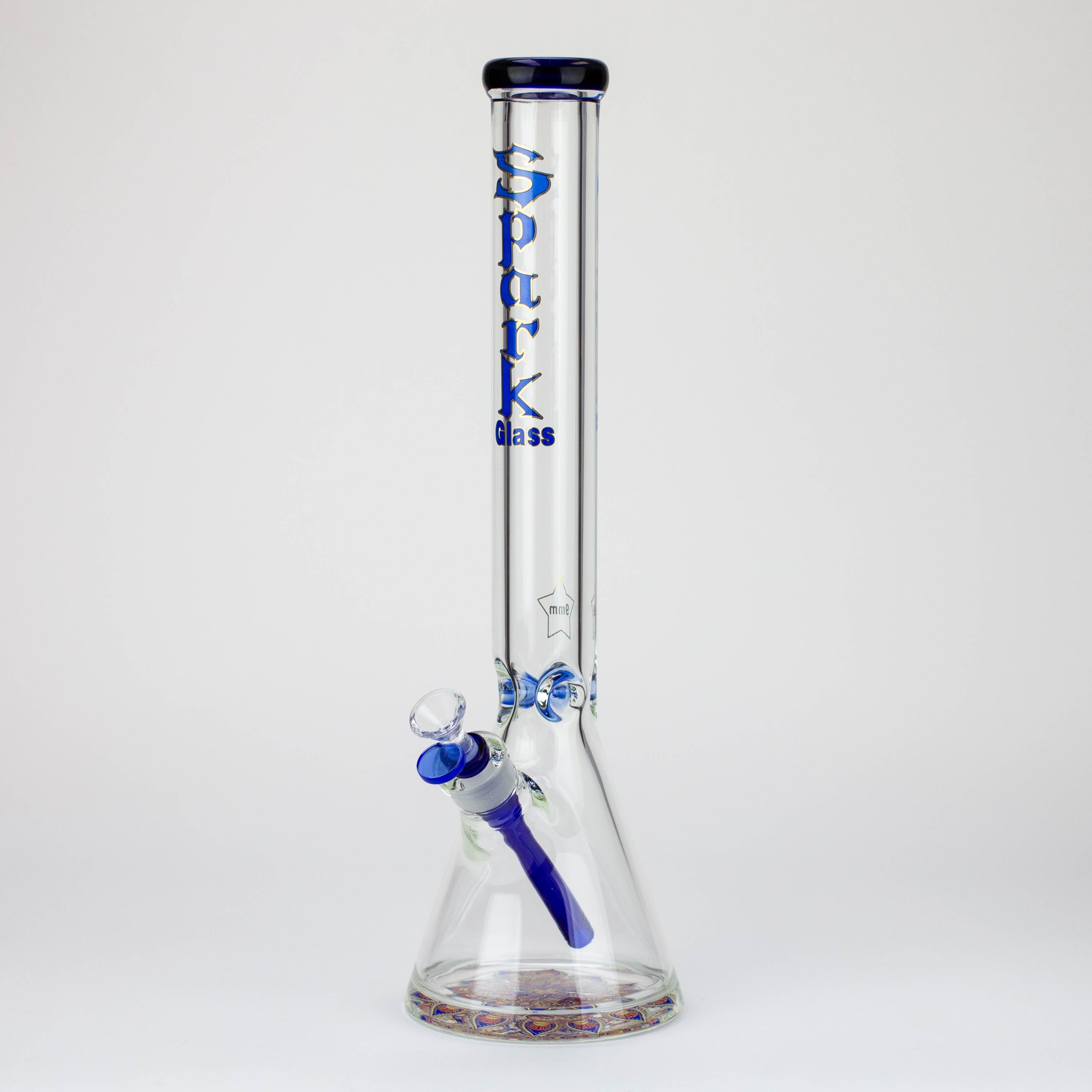 18" Spark 9 mm glass water bong with thick base