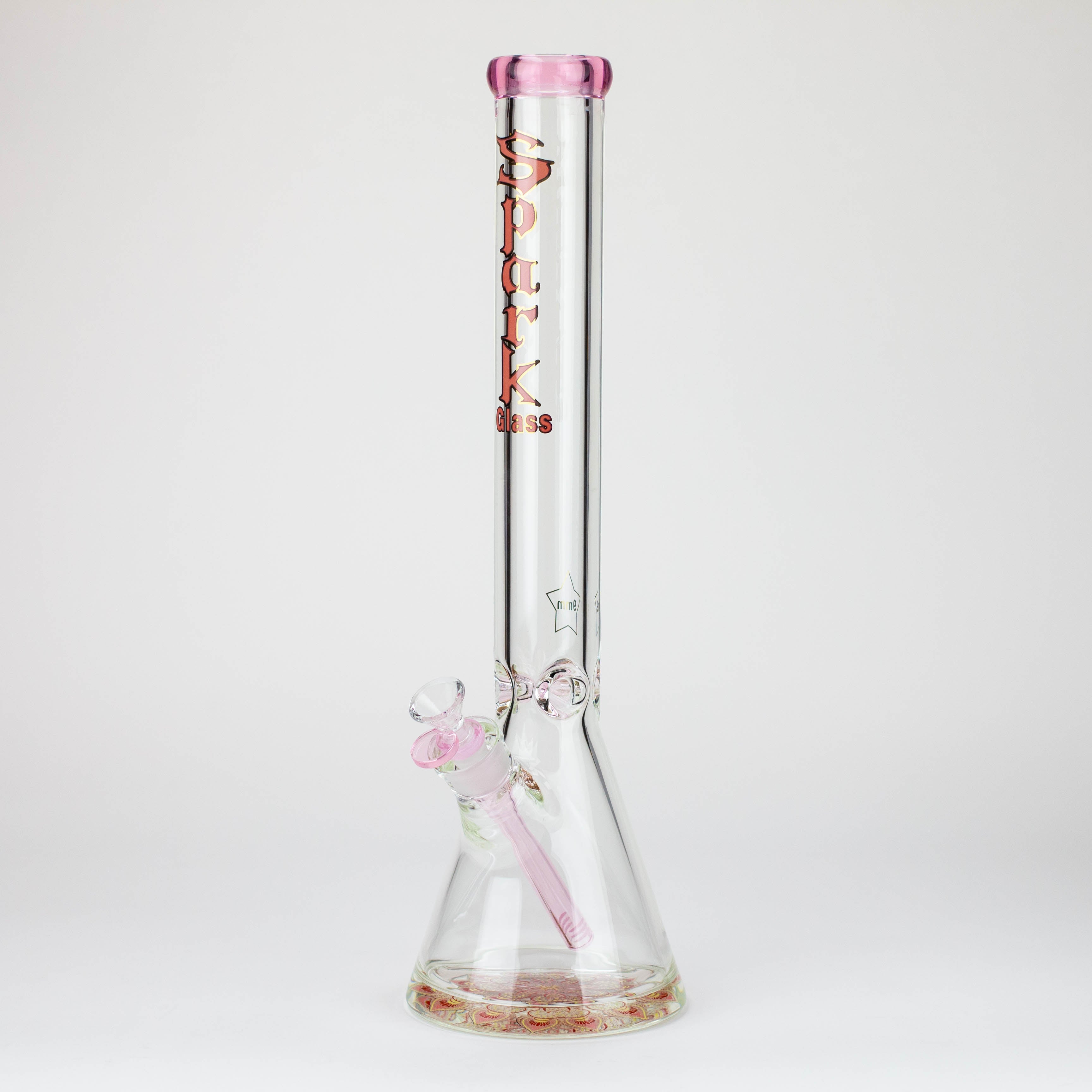 18" Spark 9 mm glass water bong with thick base